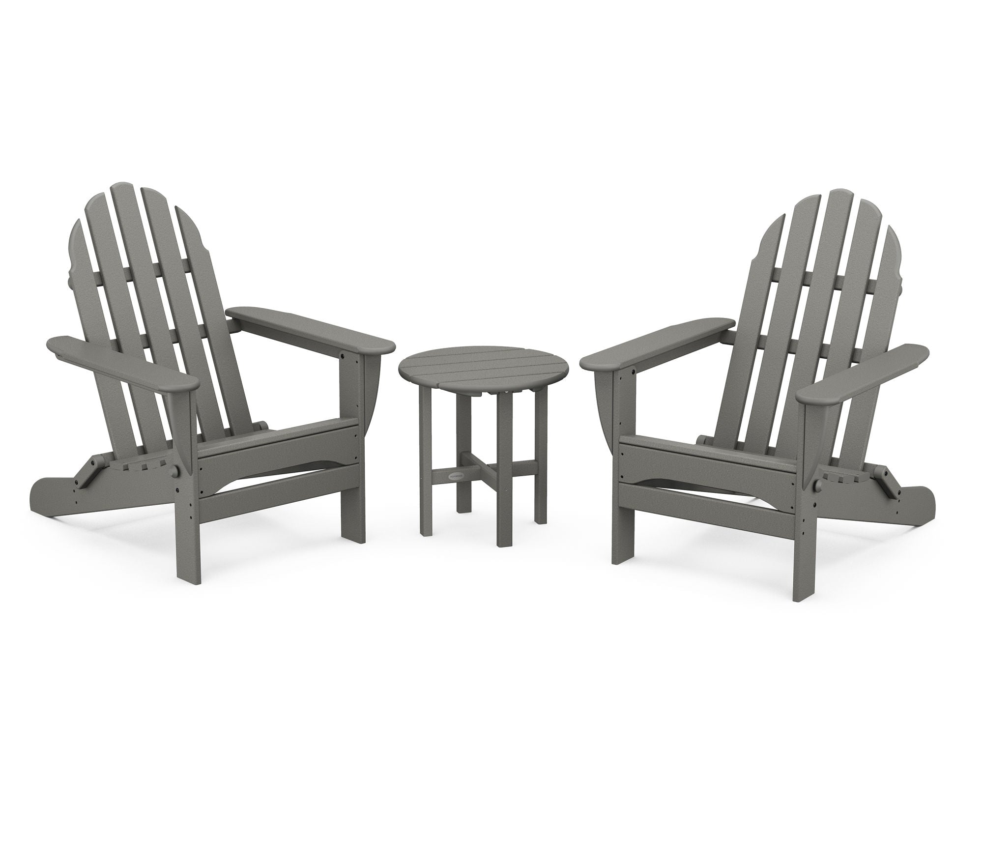 POLYWOOD Classic Folding Adirondack Chair 3-Piece Set - Outdoor Patio Furniture for Deck, Poolside & Garden Relaxation