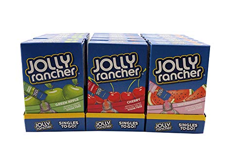 Jolly Rancher Singles To Go Low Calorie Drink Mix - 36 Pack (Watermelon, Green Apple, Strawberry) | Sugar Free Powdered Beverage for Kids & Adults | Perfect for School, Office, Gym & Travel Hydration