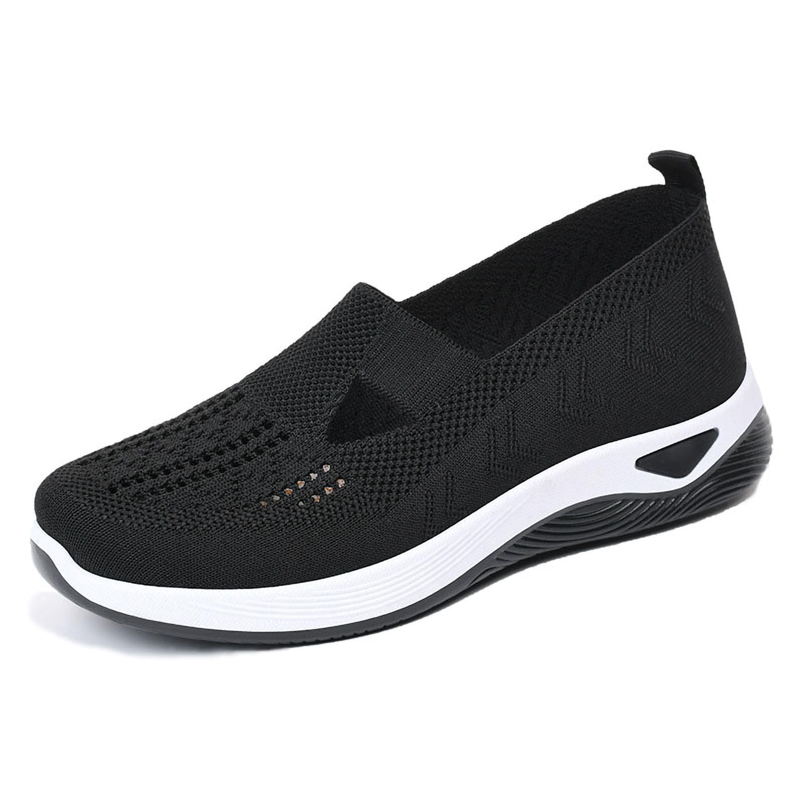 Grishay Women's Orthopedic Walking Shoes - Breathable Woven Soft Sole Slip-On Sneakers & Clogs for Diabetic Foot Care - Perfect for Casual Wear, Work, and Daily Comfort