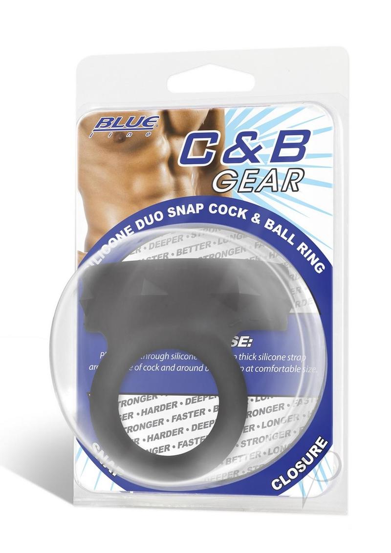 Blueline Silicone Duo Snap Cock and Ball Ring - Black | Adjustable Penis Ring for Men | Enhances Erections & Pleasure | Perfect for Couples Play & Solo Use