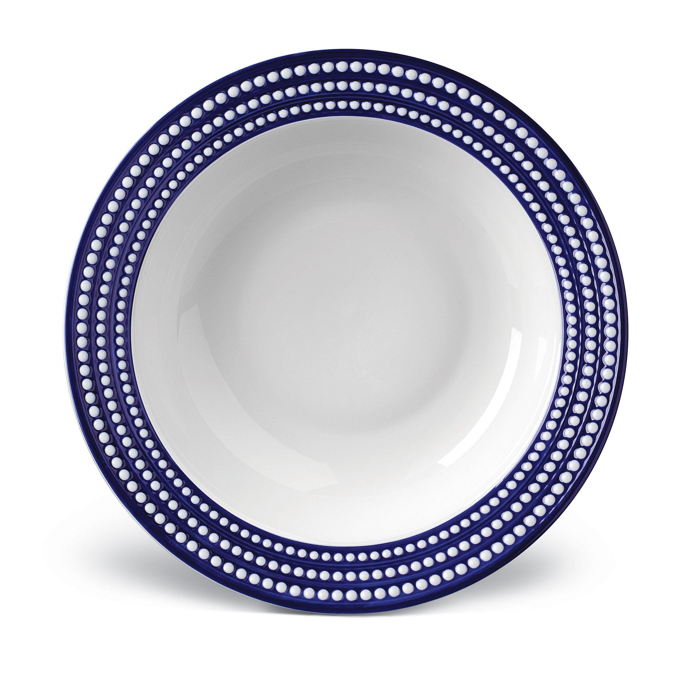 Perlée Rimmed Serving Bowl - Elegant Porcelain Serving Dish for Salads, Pasta & Desserts - Perfect for Dinner Parties, Holidays & Entertaining