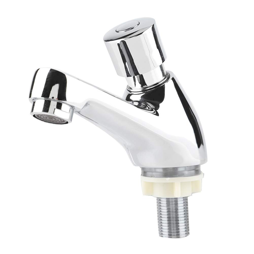 Chrome Plated Self-Closing Time Delay Faucet - Water Saving Basin Sink Tap for Public Kitchen & Bathroom | Ideal for Home, Hotel, Restaurant & Commercial Use | Perfect for Water Conservation & Hygiene Control