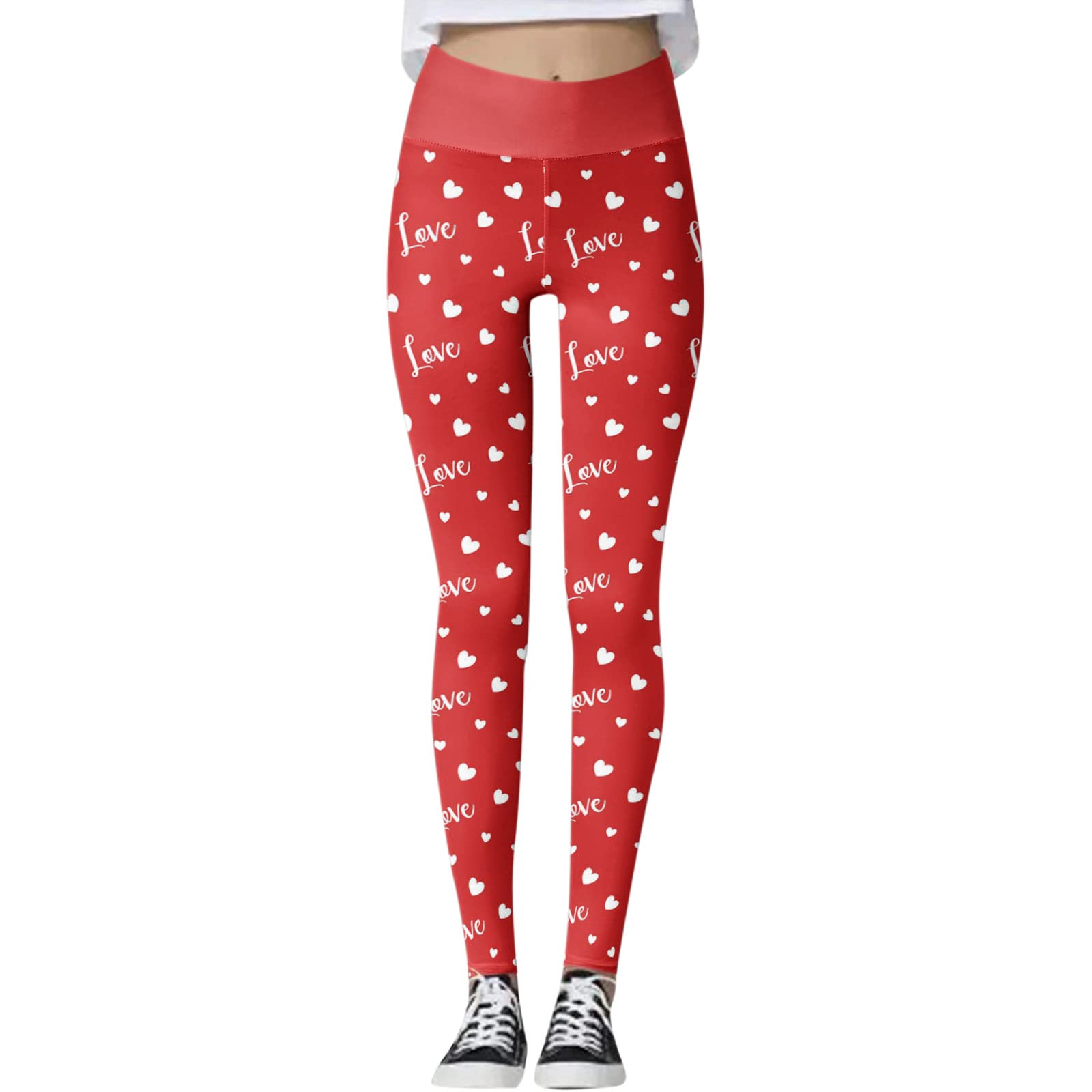 QQtangYA Women's High Waist Yoga Pants with Lovesy Print - Workout Leggings for Running, Gym & Jogging - Valentine's Day Gift for Her - Perfect for Yoga, Fitness & Casual Wear