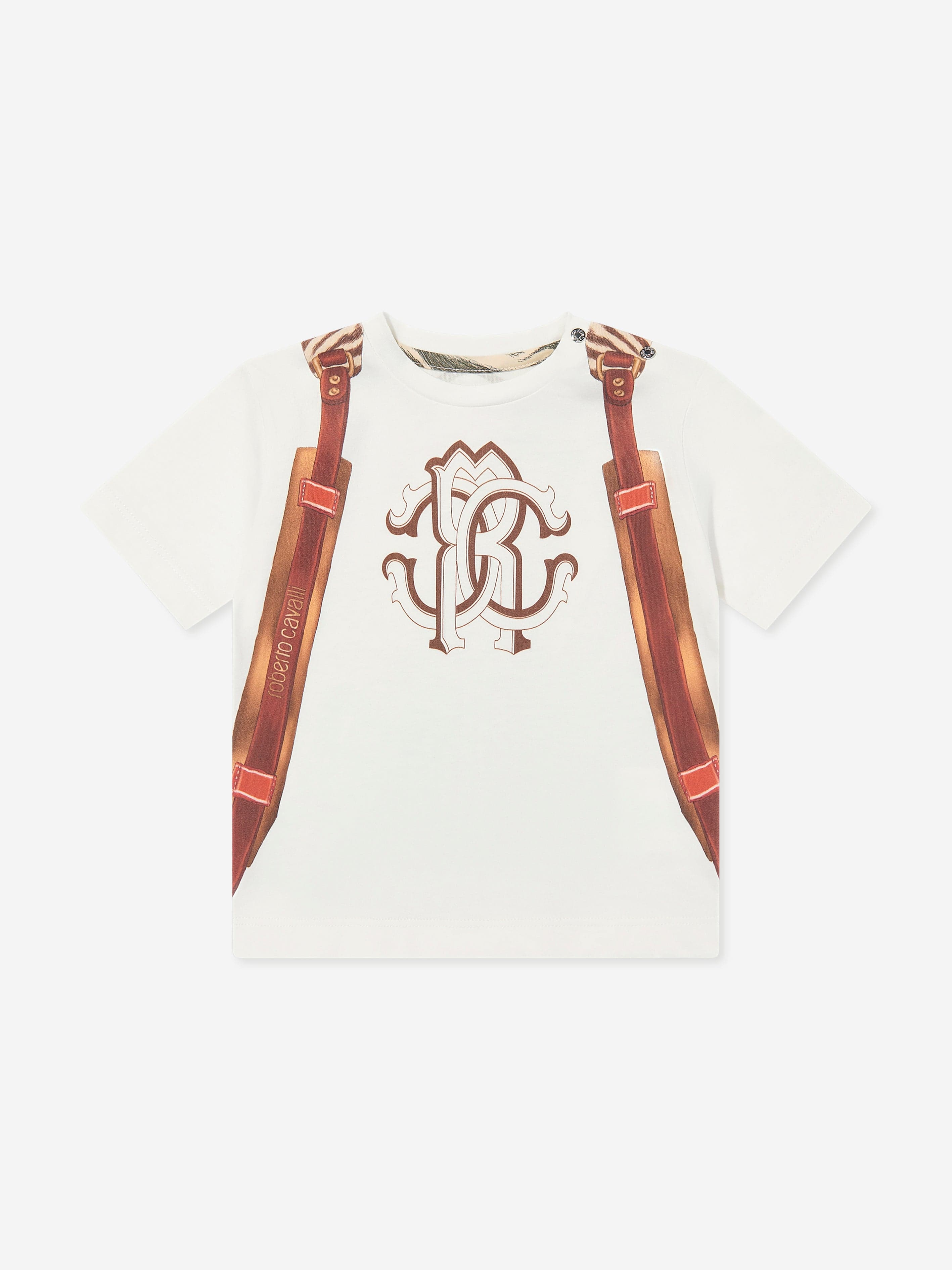 Baby Boys Printed Backpack T-Shirt - White Cotton Tee for Toddlers | Perfect for Daycare, Playdates & Family Outings