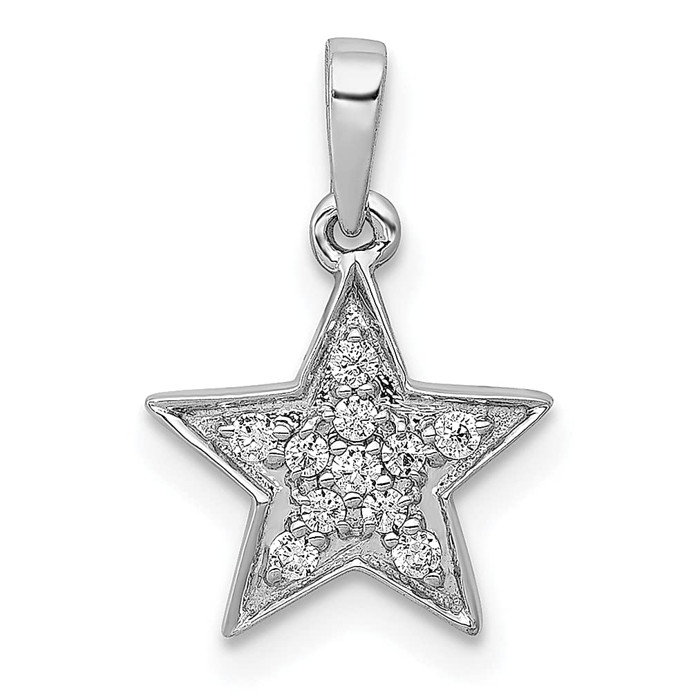 14K White Gold 1/10ct Diamond Star Pendant Necklace for Women - Celestial Fine Jewelry Gift for Her - Perfect for Birthdays, Anniversaries & Special Occasions