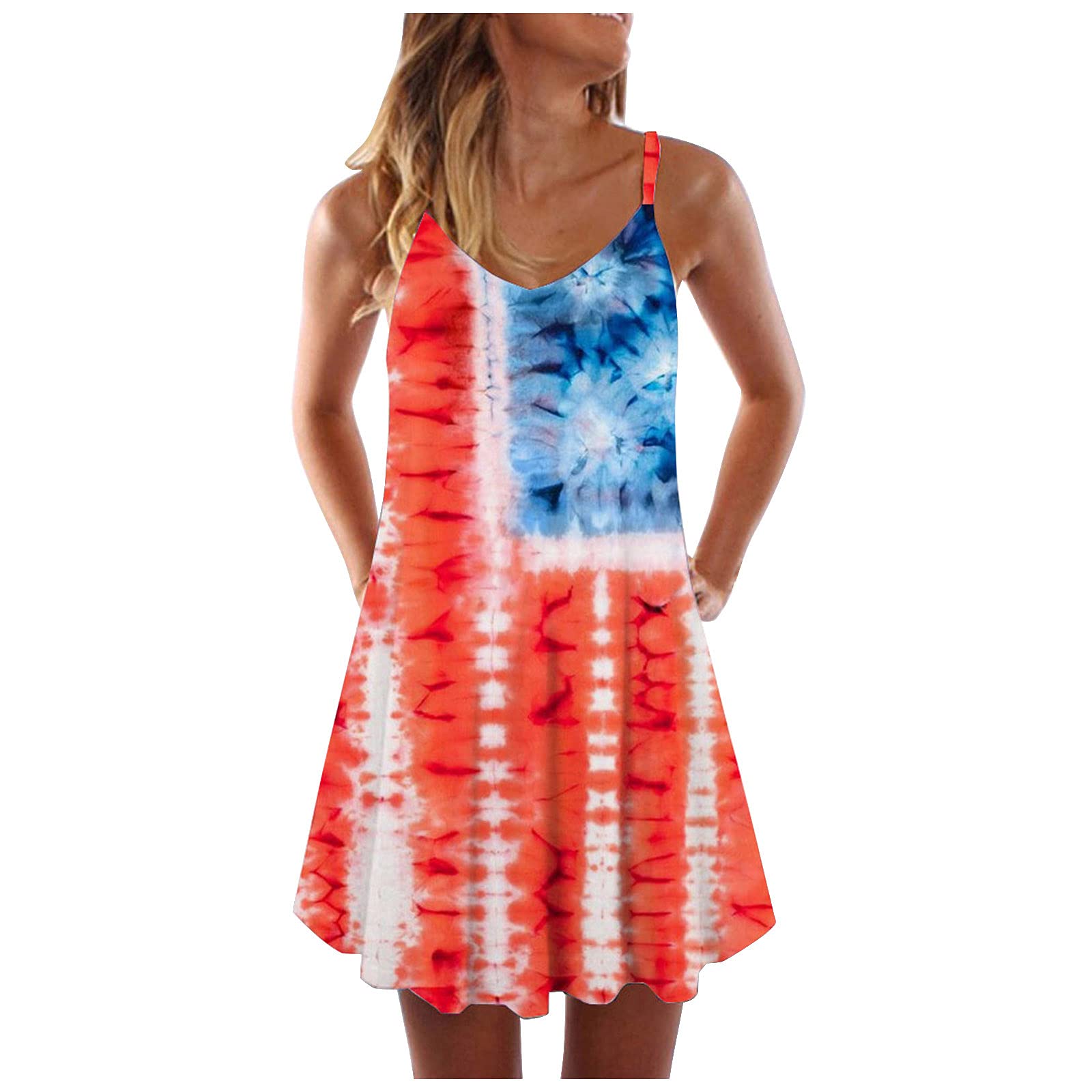 Women's Summer Casual Sleeveless Midi Dress - A-Line Tank Sundress for Beach, Vacation & Outdoor Activities | Flowy Short Dress for Women