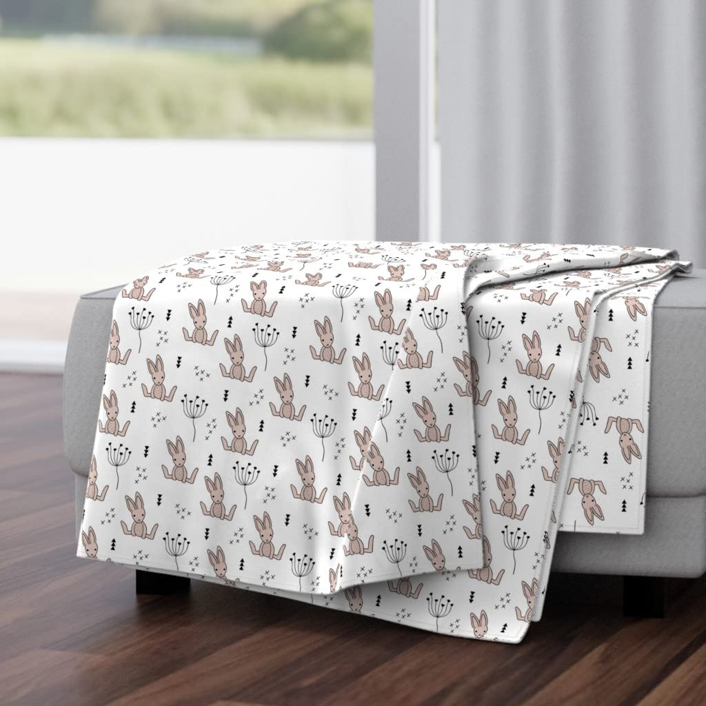 Soft Plush Minky Throw Blanket 50x70 Inches - Scandinavian Style Geometric Rabbit Design, Gender Neutral Baby & Kids Blanket in Black & White | Perfect for Nursery, Bedroom, and Cozy Family Moments