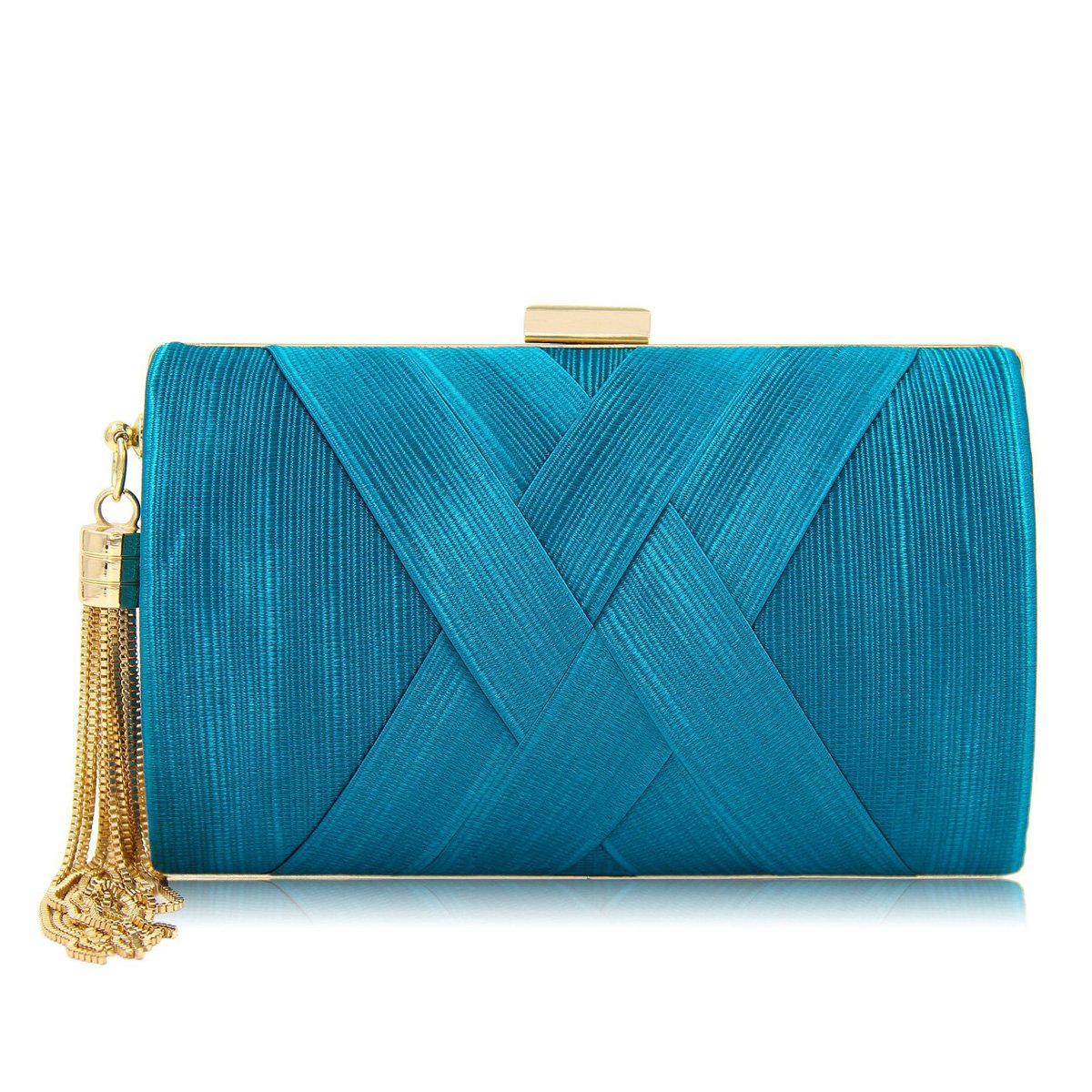 Flada Women's Satin Evening Clutch Purse with Tassel Pendant - Elegant Wedding Party Handbag for Prom, Cocktail Events & Special Occasions