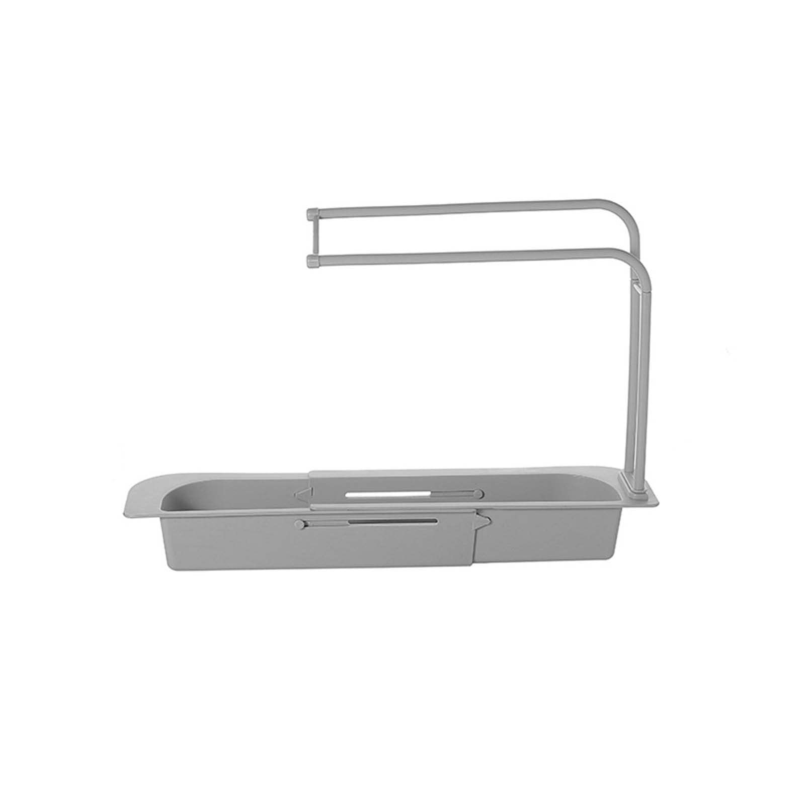 Adjustable Telescopic Sink Holder & Organizer - Expandable Kitchen Drainer Tray, Sponge & Dish Cloth Hanger for Bathroom & Home Sink - Faucet Clip Rack & Storage Box for Kitchen Rag, Bath Accessories (Perfect for Small Spaces & Clutter-Free Organization)