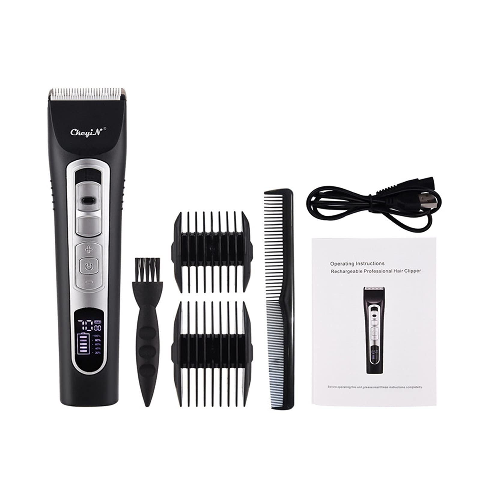 Professional Electric Hair Clipper & Beard Trimmer - Alloy Ceramic Blades, Powerful Motor with Quiet Technology for Men's Grooming | Perfect for Home Haircuts, Barber Shops, and Travel Use