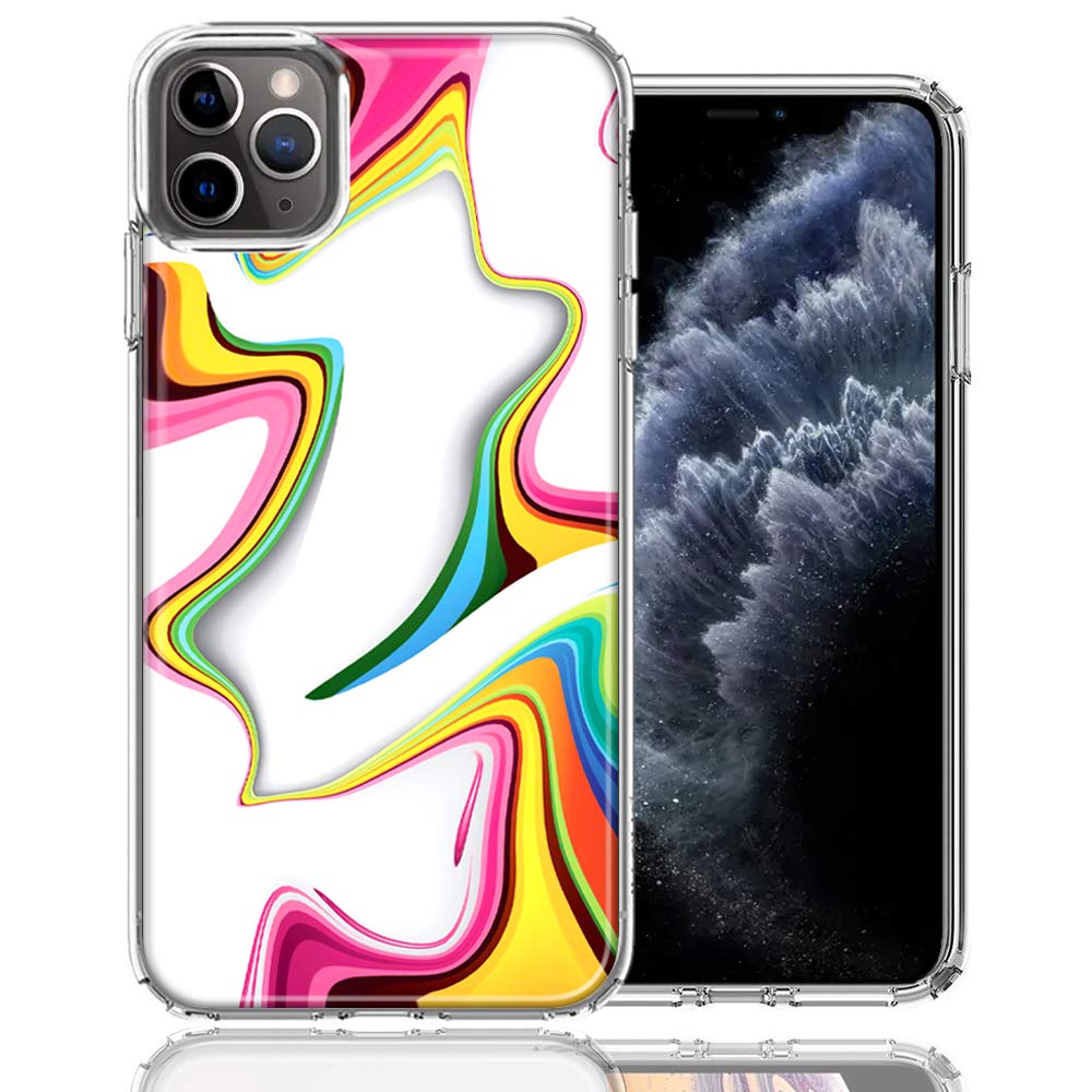 Stylish Rainbow Abstract Double Layer Protective Case for Apple iPhone 12 Pro/12 - Durable Shockproof Cover with Unique Design for Everyday Use & Travel