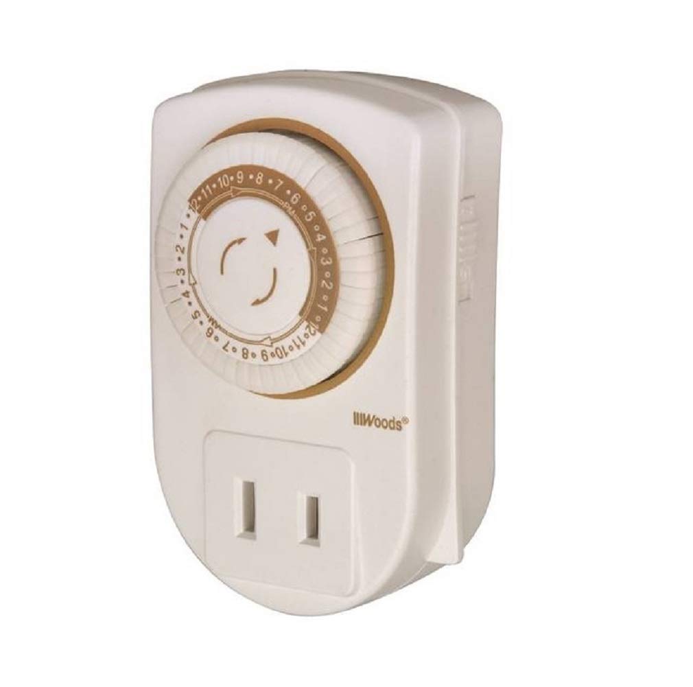 Woods 50006 Indoor Mechanical Timer - 125V Heavy Duty Outlet Timer for Lamps, Fans & Appliances | Perfect for Home, Office & Energy Savings