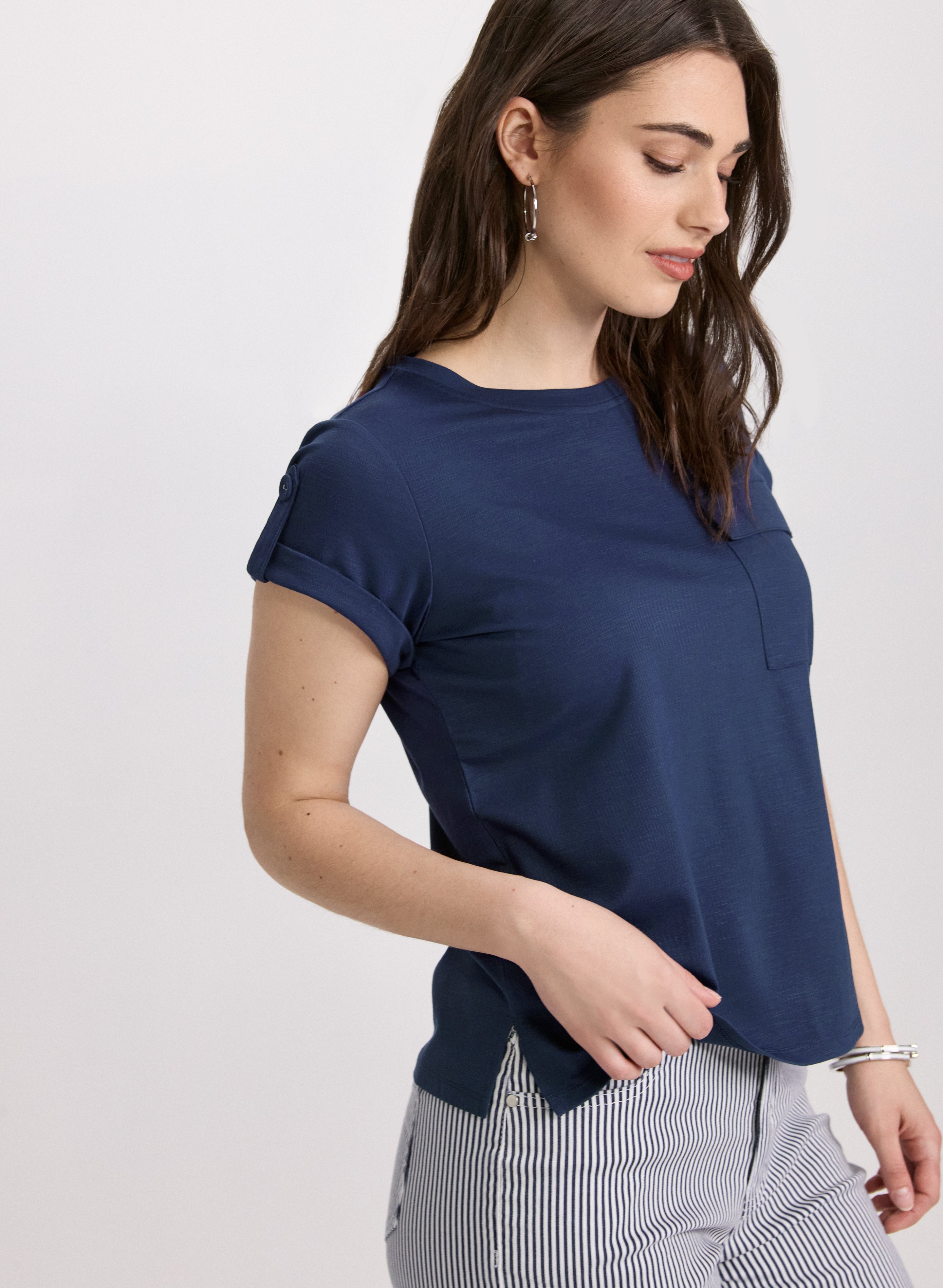 Cuffed Sleeve T-Shirt for Men & Women | Comfortable Casual Short Sleeve Tee | Perfect for Everyday Wear, Outings & Street Style Fashion