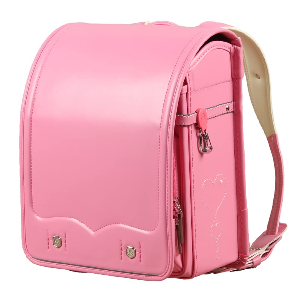 Dream-Fly Semi-Automatic Japanese Randoseru School Backpack for Kids - Durable PU Leather Bookbag for Boys & Girls in Pink | Perfect for Elementary Students, Daily Commute & Travel