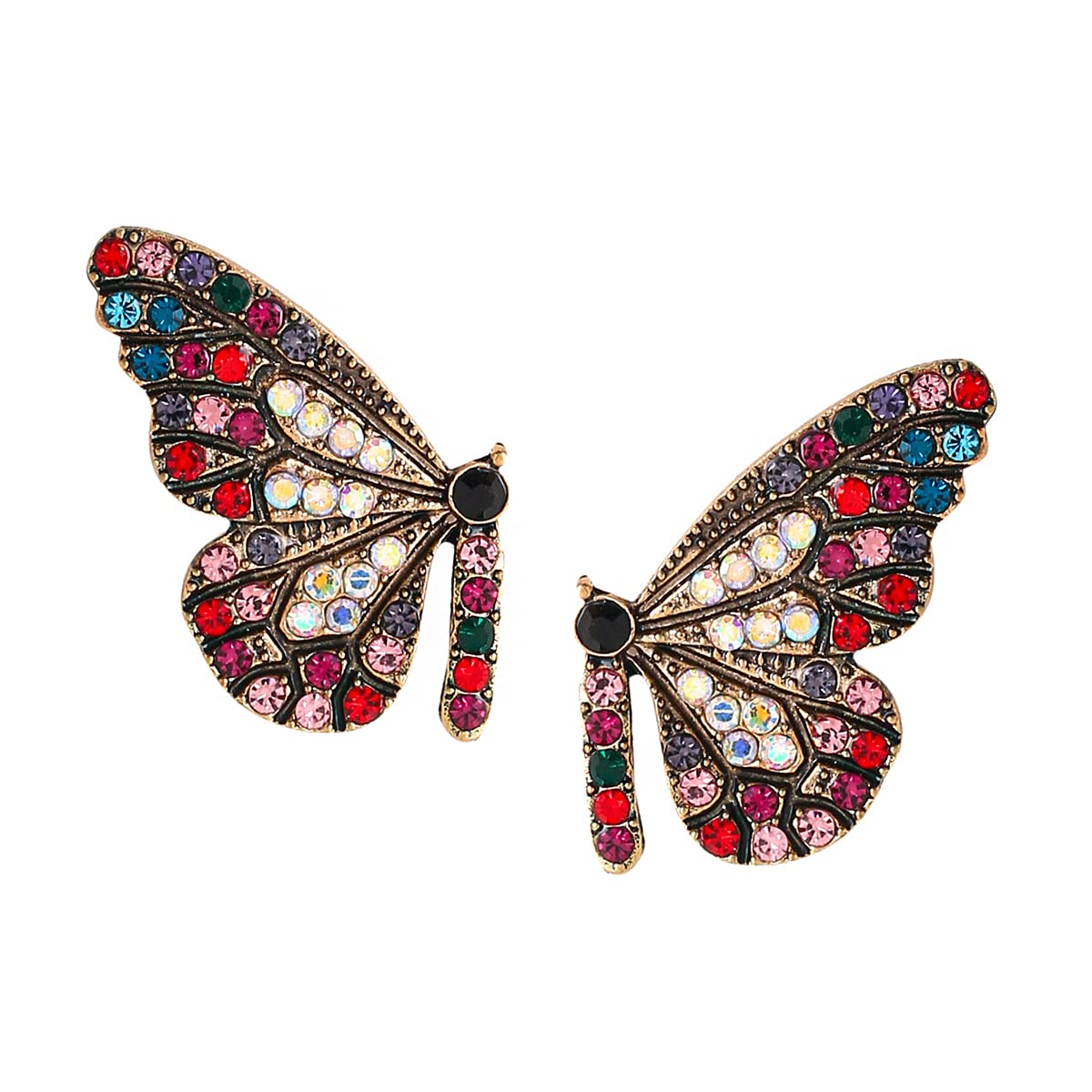 Yellow Butterfly Stud Drop Earrings for Women & Girls - Multicolor Chime Dangle Ear Jewelry for Casual Wear, Parties & Gifts
