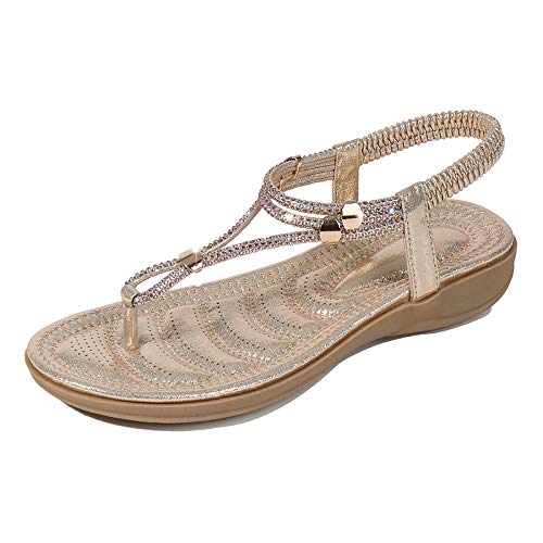 **JrenBox Women's Fashion Luxury Designer Sloped Heel Sandals - Comfortable Flat Beach Sandals for Ladies (Beige, Size 5) | Perfect for Summer Vacations, Beach Trips & Casual Outings**