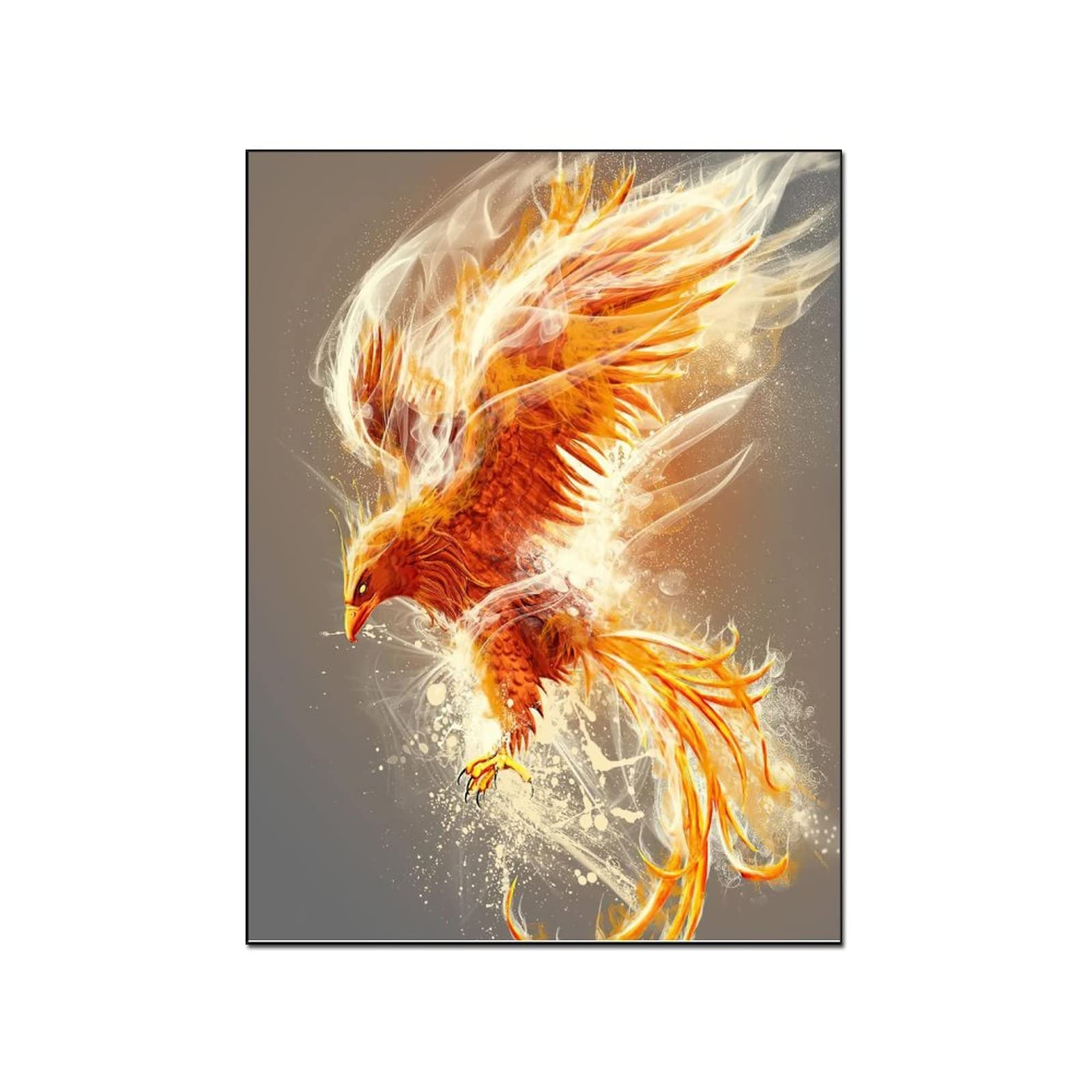 Fire Phoenix Abstract Animal Art Poster - 12x16 Inch (30x40cm) Canvas Wall Art Painting for Bedroom & Living Room Decor - Perfect for Home, Office, and Gift Giving