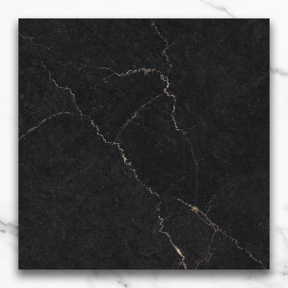 Premium Adelaide Charcoal 600x600mm Matte Marble Look Porcelain Tile - Durable Flooring for Living Room, Kitchen & Bathroom Renovation