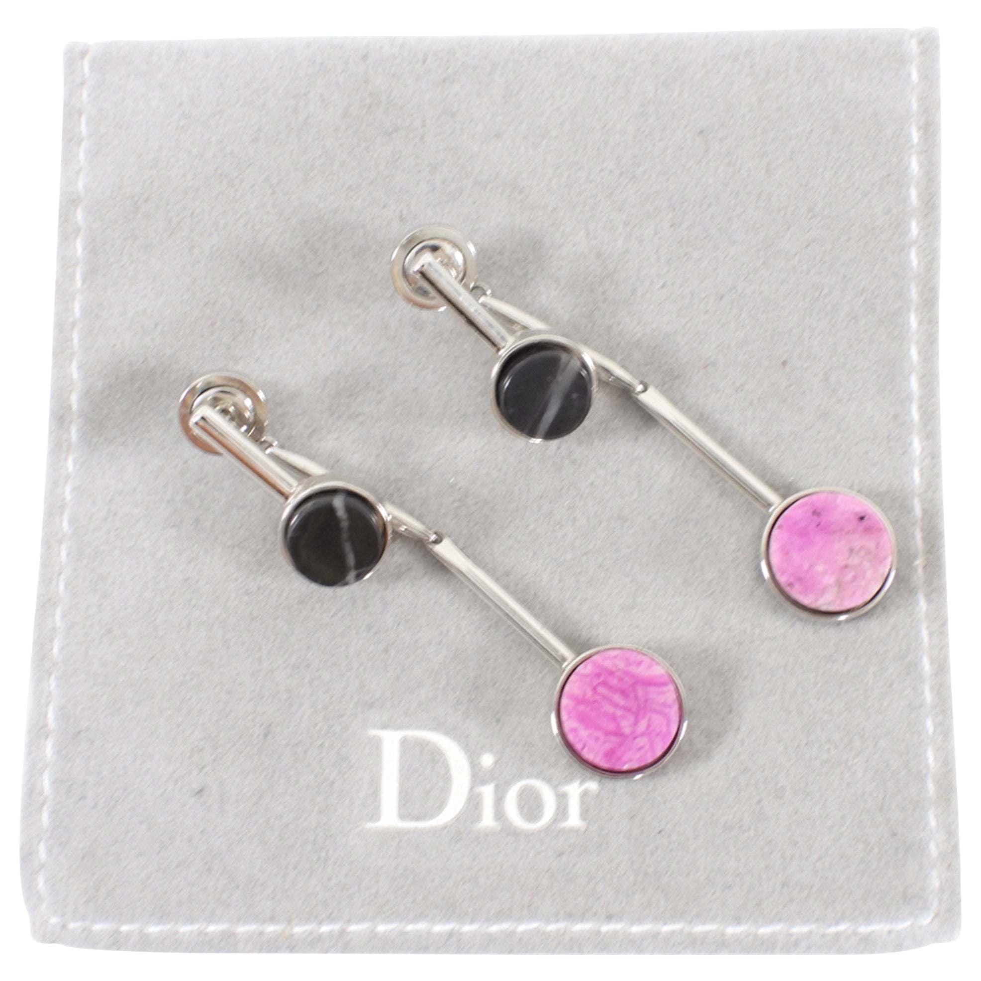 Dior Black and Pink Marble Drop Earrings for Women - Elegant Dangle Earrings for Party, Wedding & Evening Wear