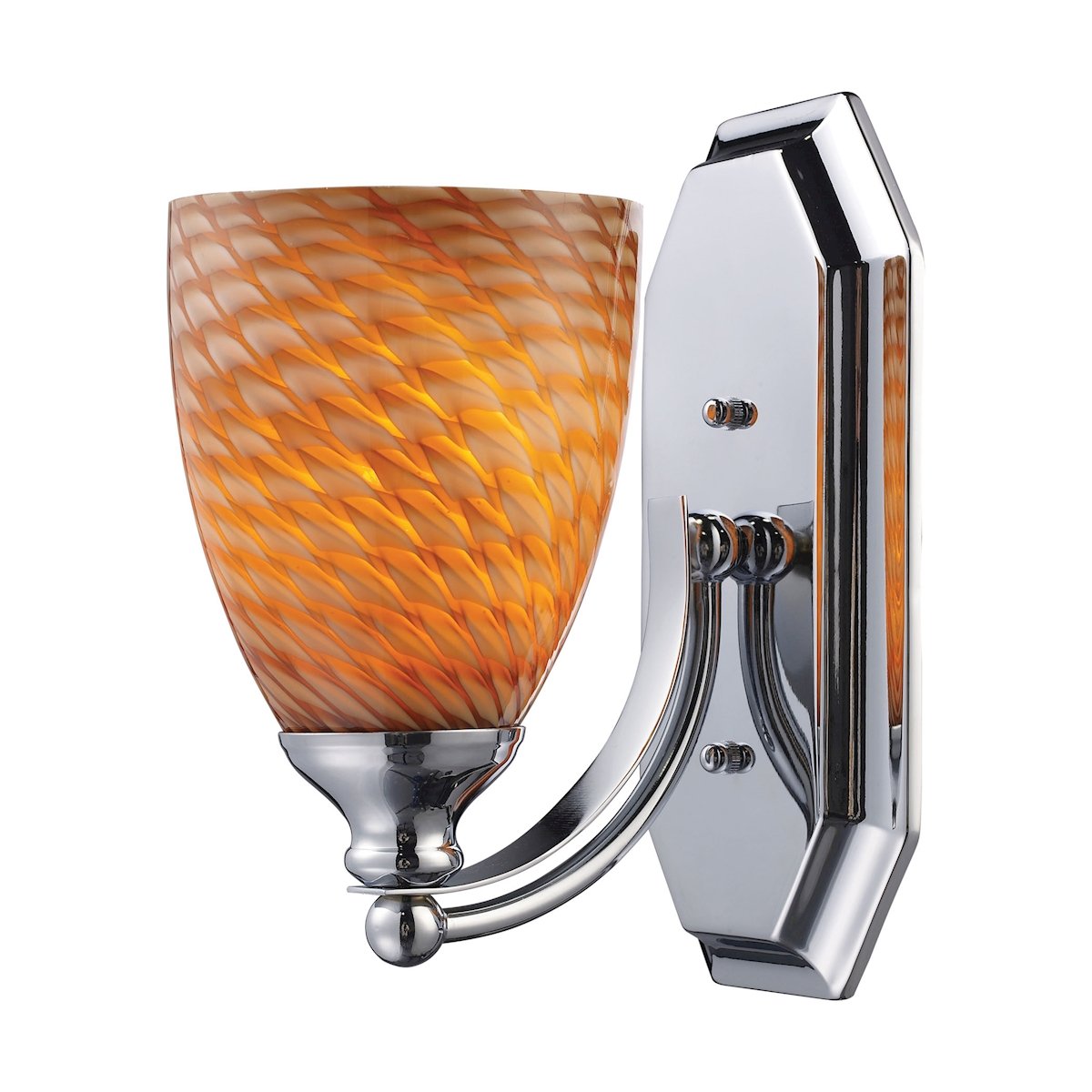 Chrome Vanity Wall Lamp with Cocoa Glass Shade - Mix and Match Bathroom Lighting for Bedroom, Hallway & Powder Room Decor