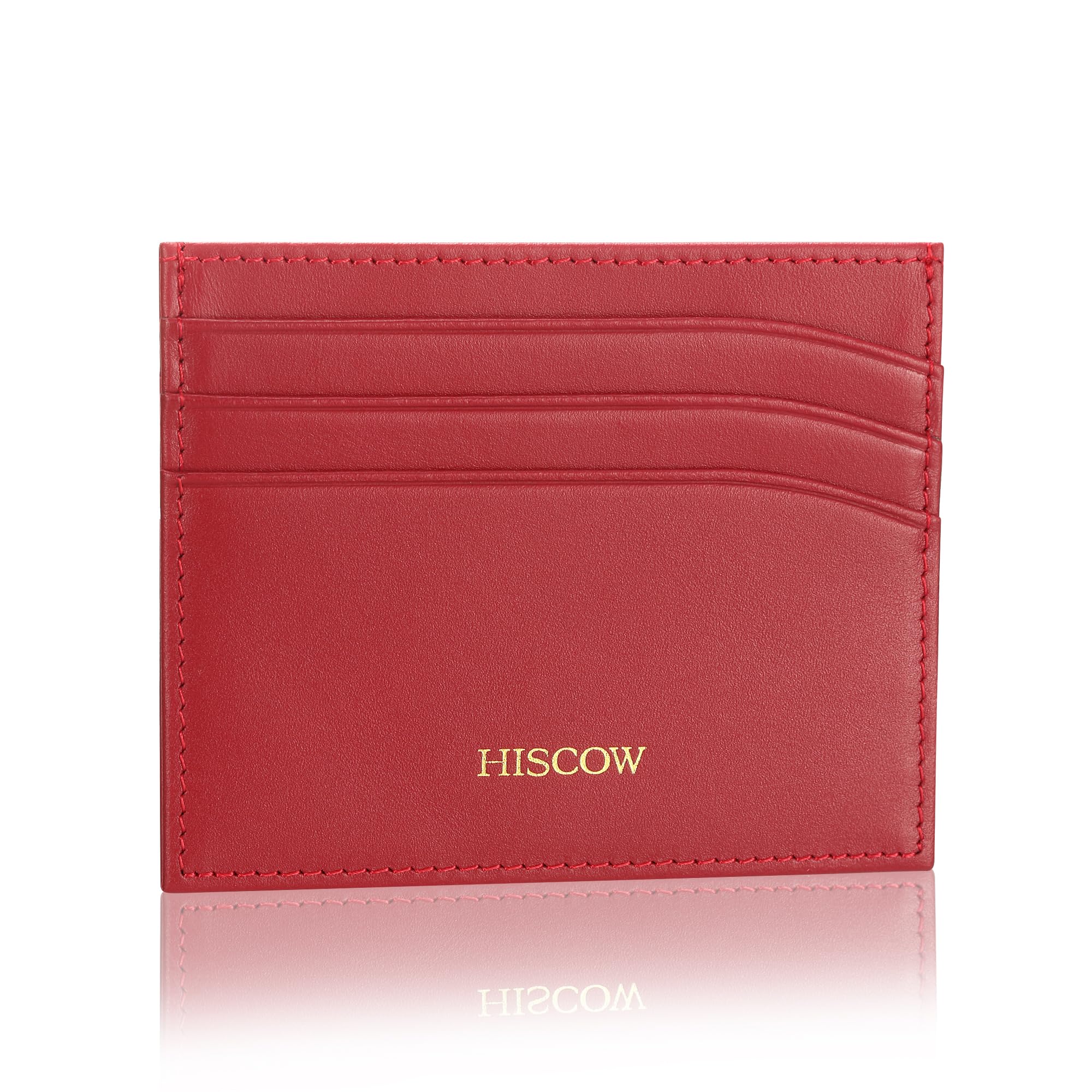 Slim Leather Card Holder for Men & Women - Red, Perfect for Travel & Daily Use