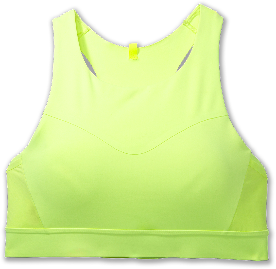Women's Drive 3 Pocket Run Bra - Light Lime (738) - High Support Sports Bra for Running, Yoga & Gym Workouts