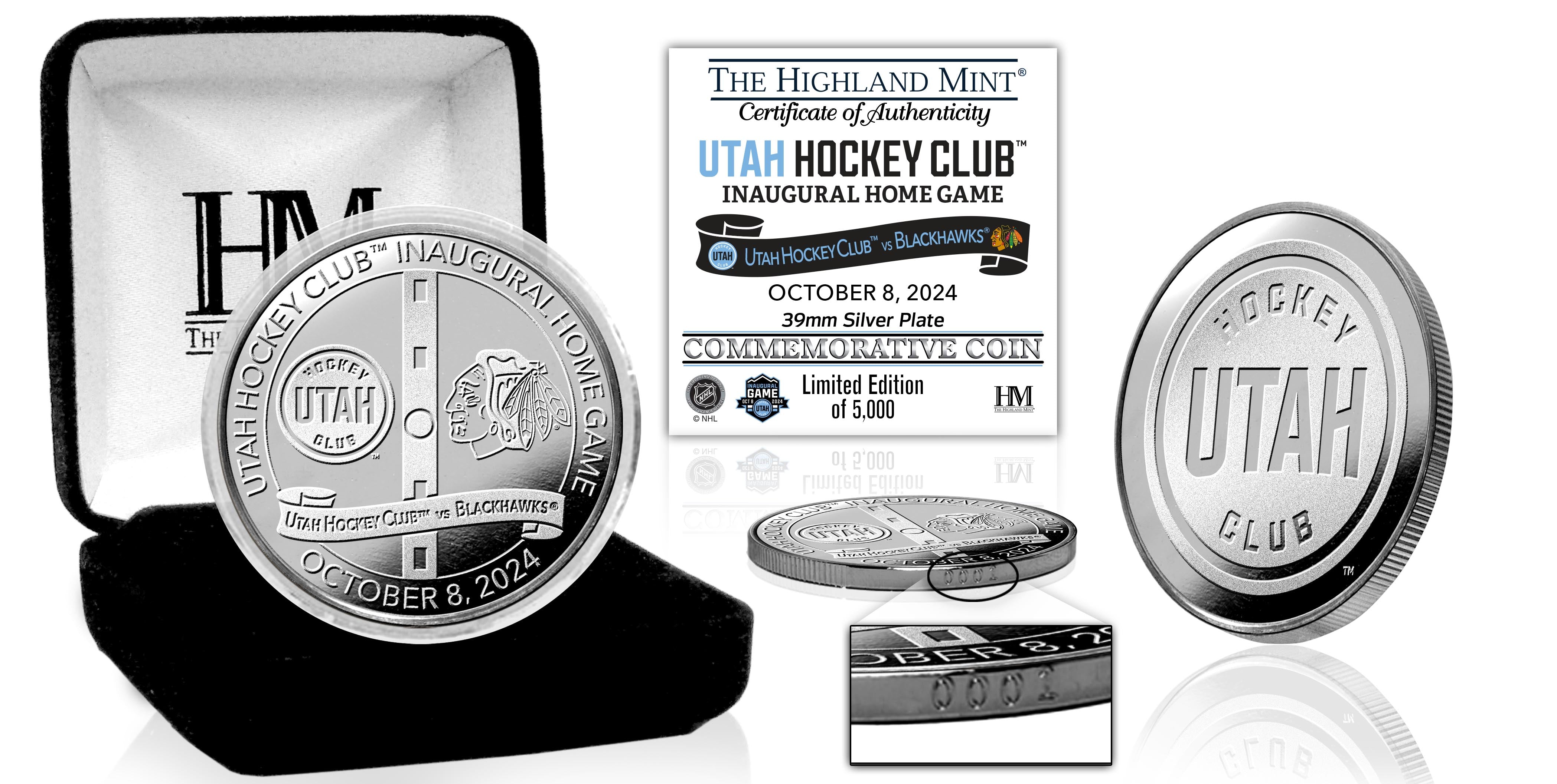 Utah Hockey Club Inaugural Game Commemorative Silver Coin - Limited Edition Collectible for Sports Fans & Hockey Memorabilia Enthusiasts - Perfect for Display Cases, Gift Giving, and Sports Collections