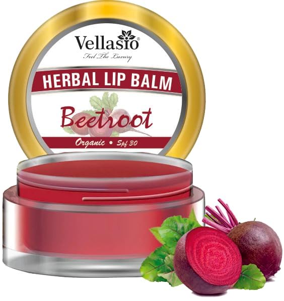 Vellasio Beetroot Lip Balm with SPF 30 - Shea Butter & Vitamin E for Dark Lips Lightening - 15g Moisturizing Lip Care for Women & Men - Perfect for Daily Sun Protection & Chapped Lips Relief