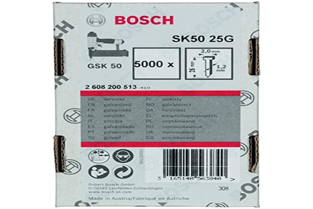 **Bosch 2608200513 25mm Galvanized Finish Nails - 5000 Pcs for Carpentry, Woodworking & DIY Projects**