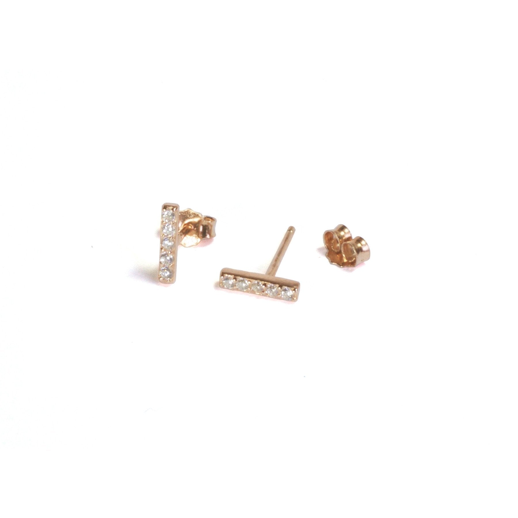 Medium CZ Bar Stud Earrings for Women - Sparkling Cubic Zirconia Studs for Everyday Wear | Perfect for Work, Parties & Special Occasions