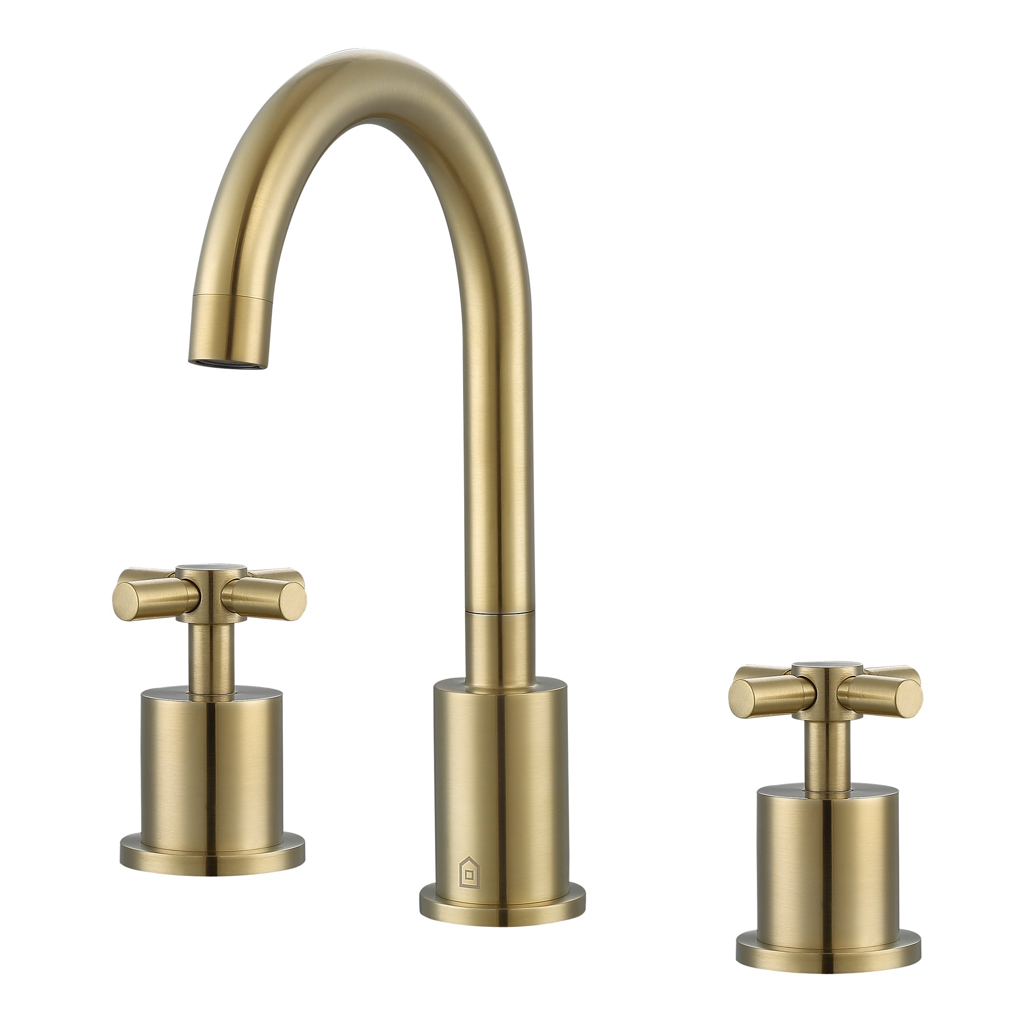 Ancona Prima Widespread 3-Hole Bathroom Sink Faucet with Cross Handles in Brushed Champagne Gold - Perfect for Modern Vanities and Guest Bathrooms