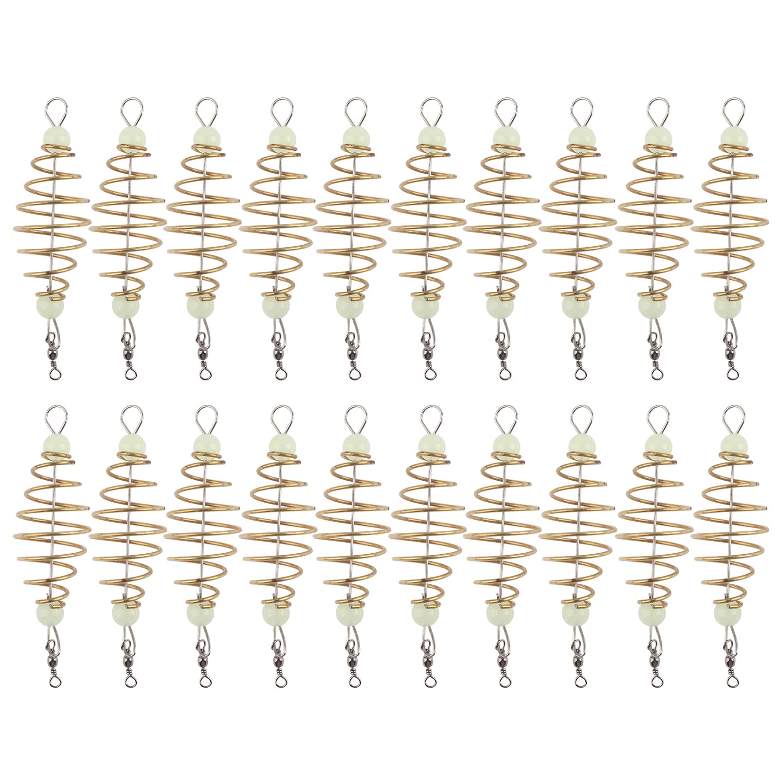 20Pcs Olive Shape Spring Fishing Bait Trap Cages - Solid Copper Alloy Carp Bait Holder & Feeder Basket for Freshwater Fishing | Perfect for Carp, Catfish & Bass Fishing in Lakes & Rivers