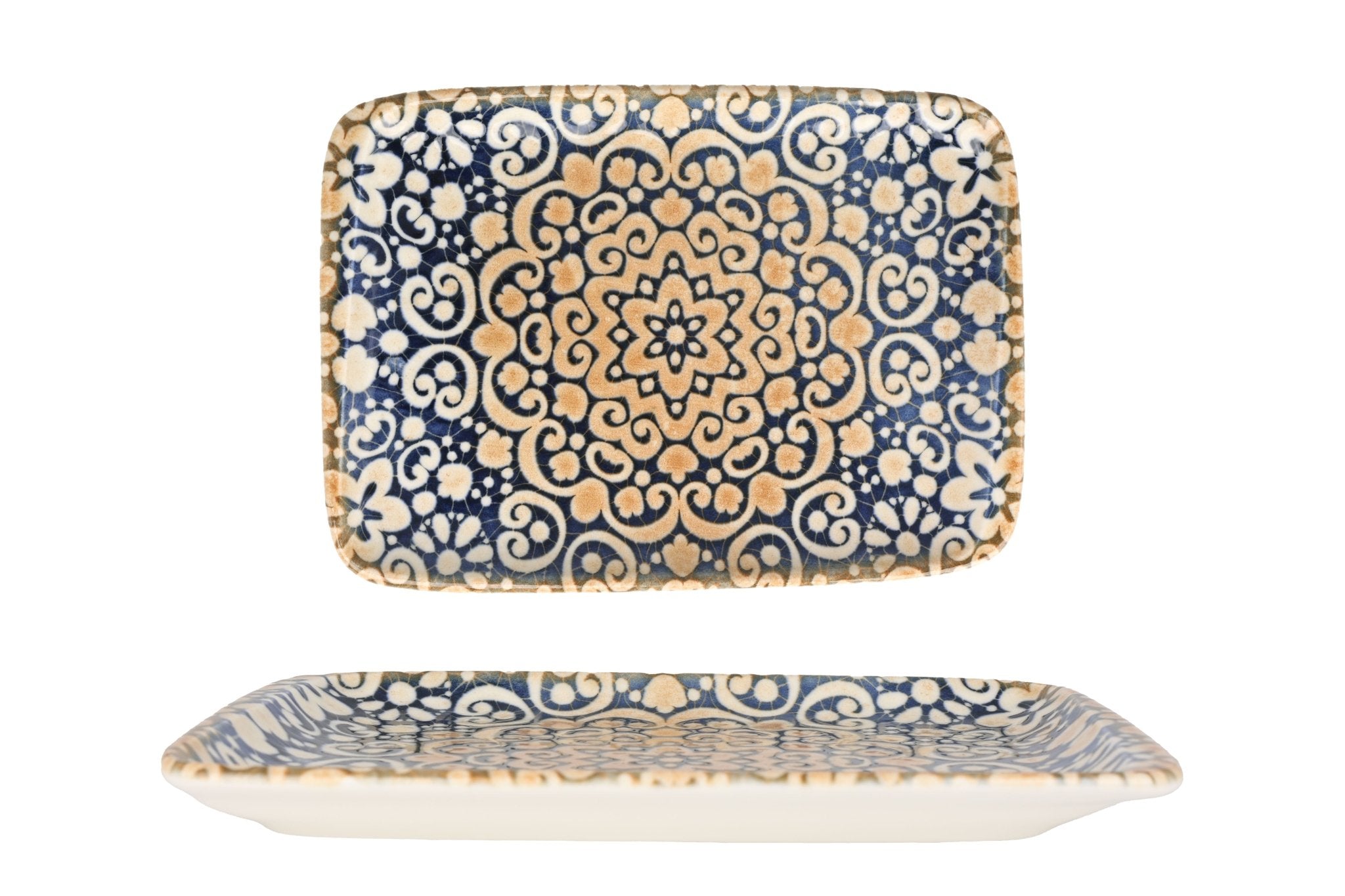 Alhambra Decorative Serving Plate 9x6 Inches - Elegant Spanish-Inspired Dinnerware for Entertaining, Buffets & Special Occasions
