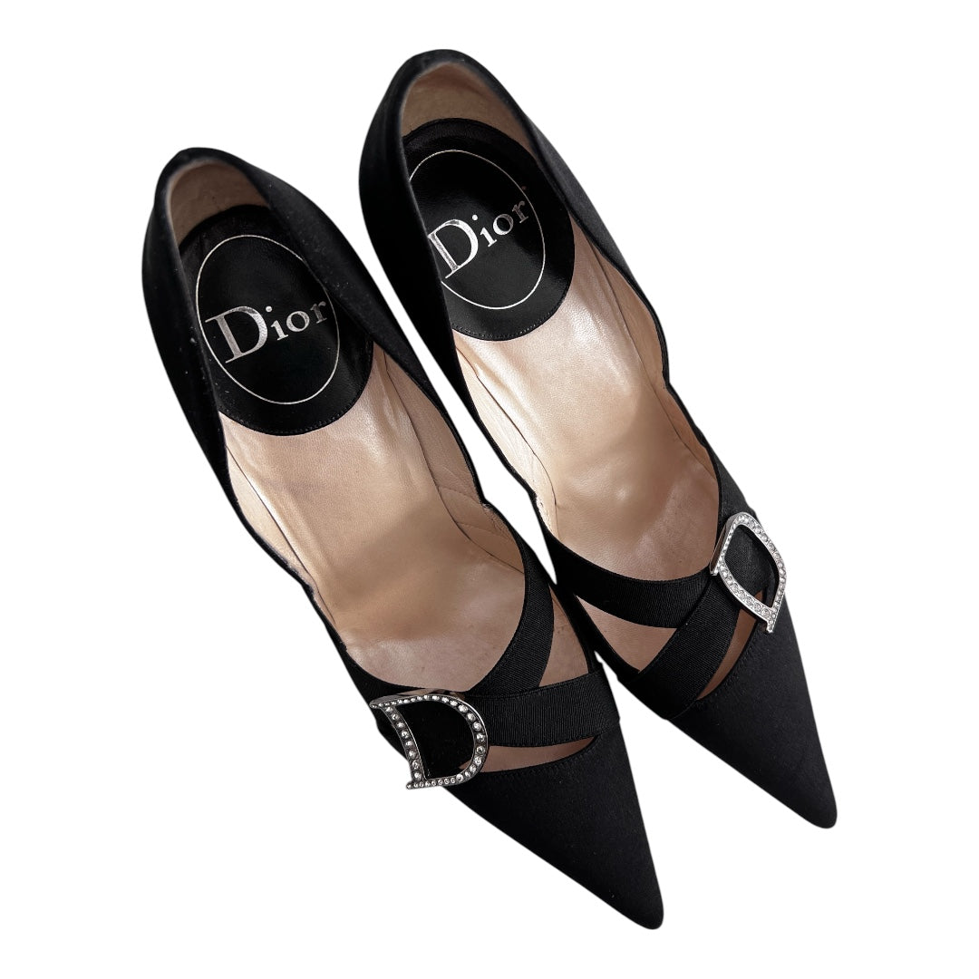 Dior Black Satin Heels for Women - Luxury High Heel Pumps for Evening Parties & Formal Events