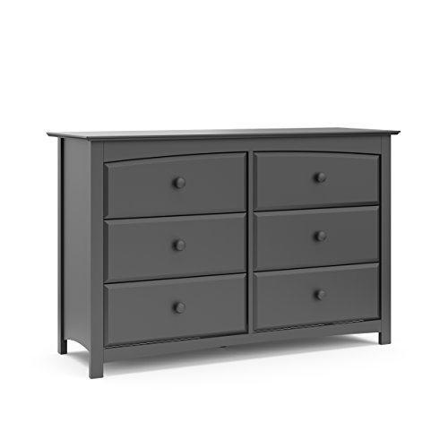 Storkcraft Kenton 6-Drawer Double Dresser in Gray - Kids Bedroom Dresser & Nursery Storage Organizer, Sturdy Chest of Drawers for Boys/Girls Room | Perfect for Clothes, Toys & Baby Essentials Organization