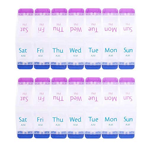 2-Pack 7-Day Weekly Pill Organizer Box - Portable Pill Case Dispenser for Medication, Vitamins & Supplements - Perfect for Travel, Home & Daily Use