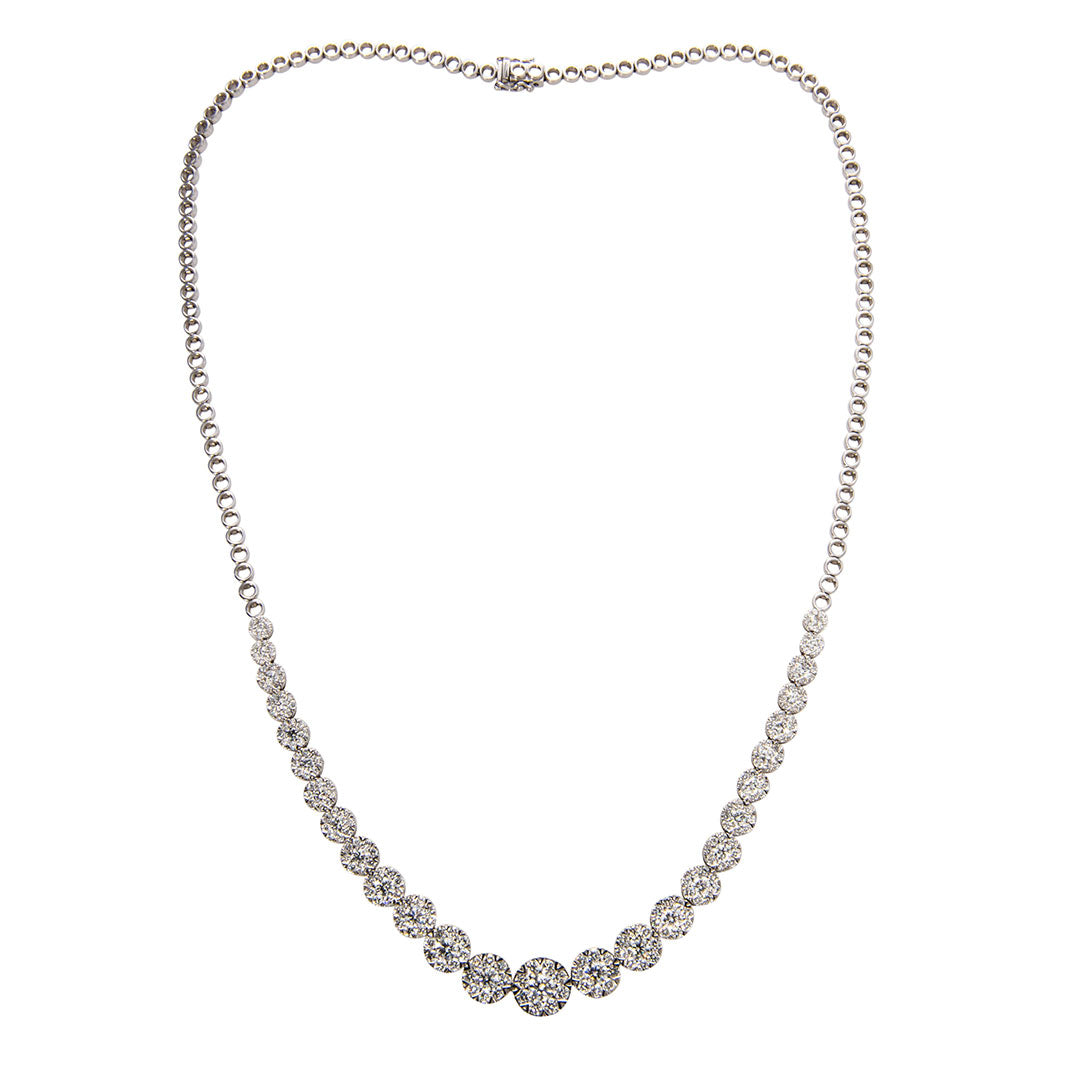 6-Piece Graduated Diamond Cluster 14K White Gold Tennis Necklace - Perfect for Weddings, Anniversaries & Special Occasions