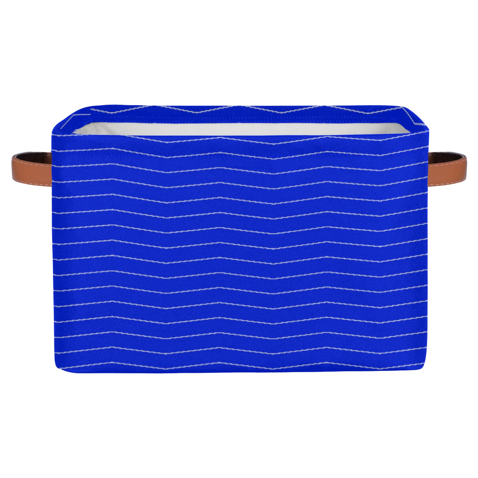 Wave Rectangle Storage Basket with Handles - Collapsible Waterproof Canvas Organizer Bin for Toys, Books, Clothes & Closet - Perfect for Home, Office & Gift Giving