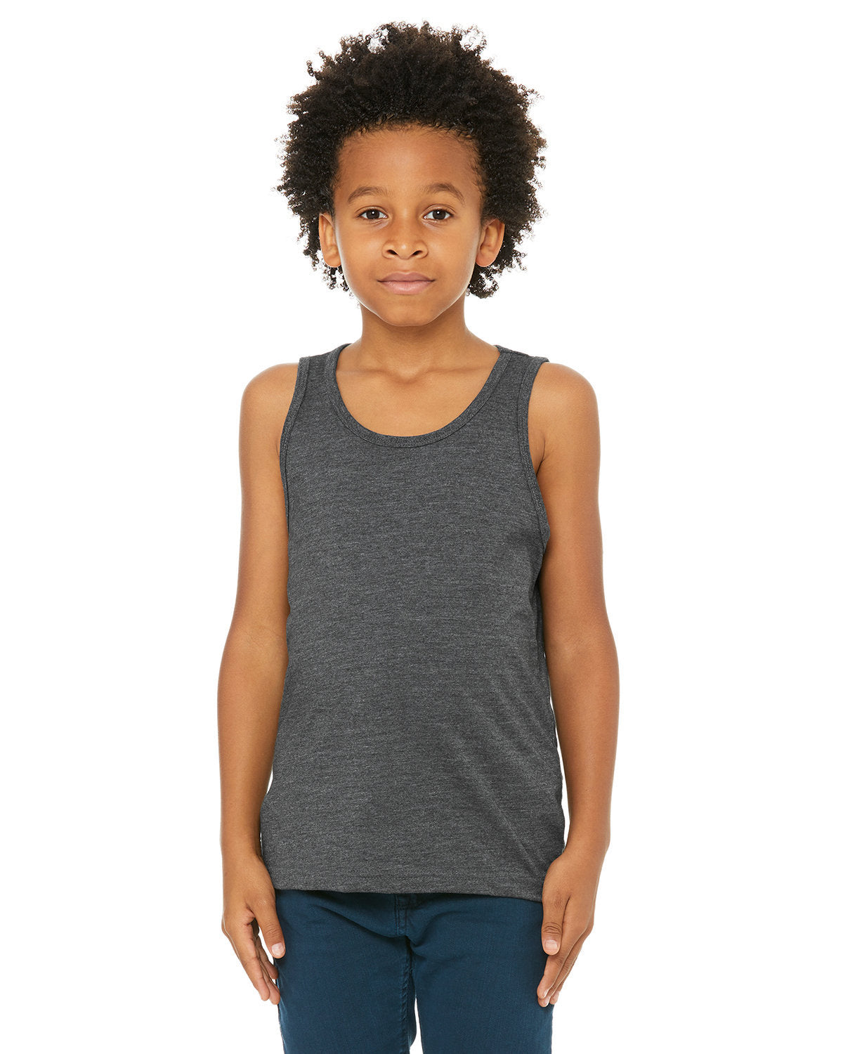 Bella + Canvas 3480YCV Youth Heather CVC Tank Top - Soft Comfortable Cotton Blend Sleeveless Shirt for Kids & Teens - Perfect for Summer, Sports & Casual Wear