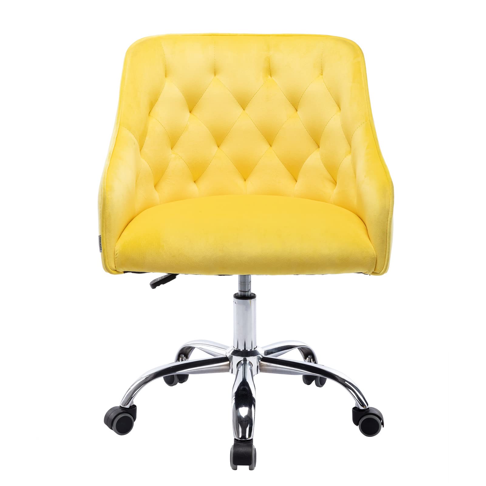 Henf Home Desk Chair - Cute Pink Velvet Vanity Chair with Adjustable Height & Swivel Base | Small Office Task Chair with Chrome Metal Base | Perfect for Bedroom, Home Office & Girls' Study Room