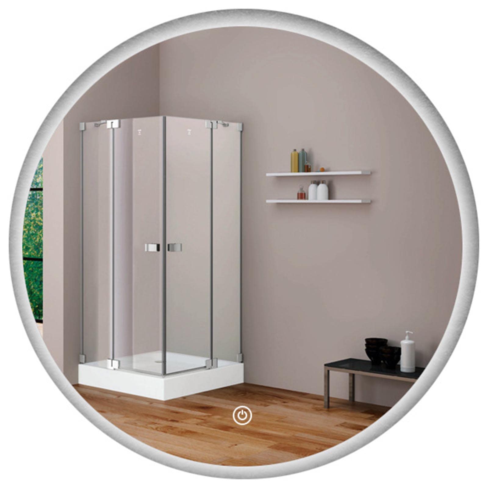 Wall-Mounted LED Bathroom Mirror - 23.6 Inch Round Anti-Fog Smart Mirror with Adjustable Lighting for Makeup, Vanity & Home Decor - Perfect for Bathroom, Bedroom, Living Room & Entryway (White)
