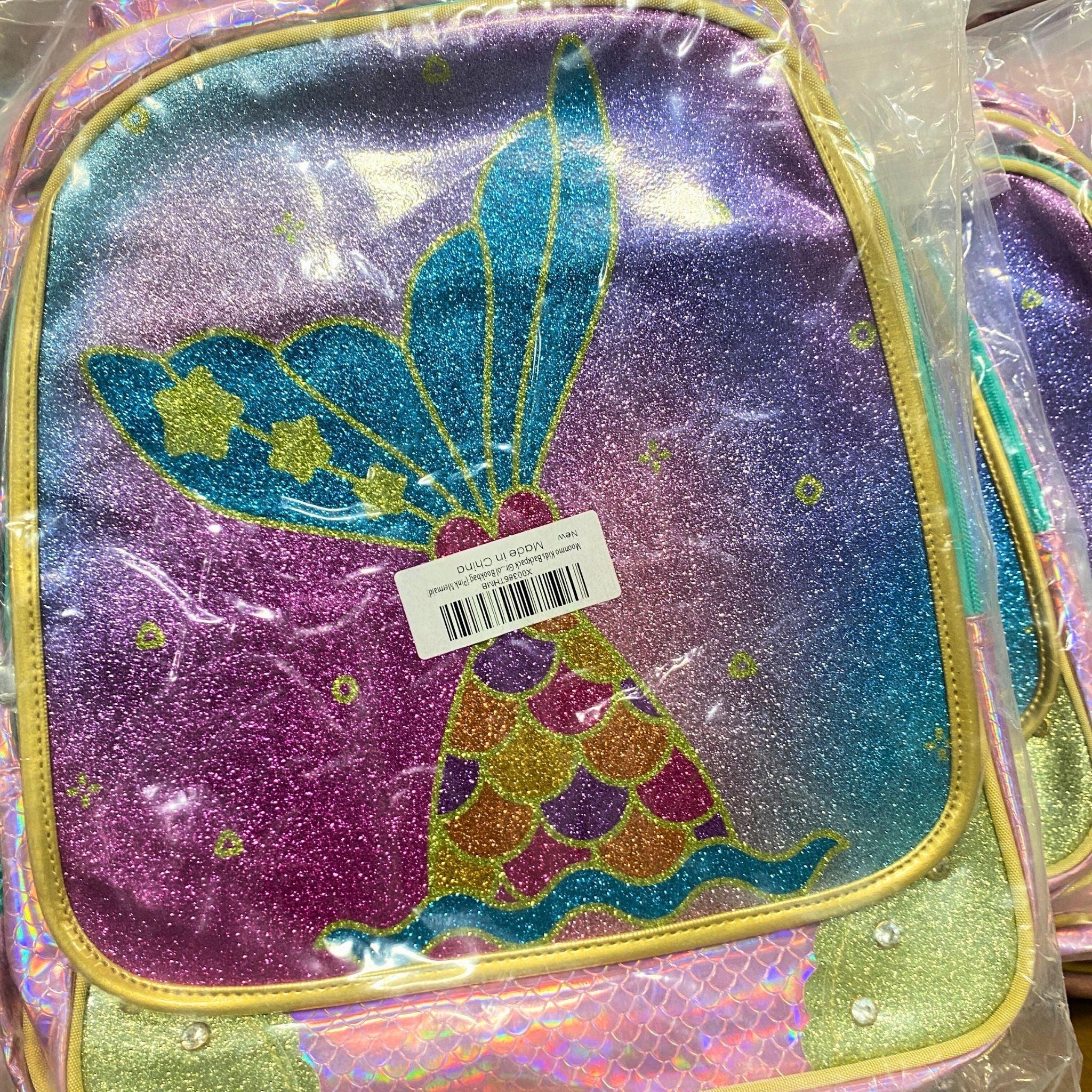 Moonmo Kids Backpack for Girls - Cute Mermaid Design School Bookbag (Pink, 24 Pack) - Perfect for School, Travel & Daily Use