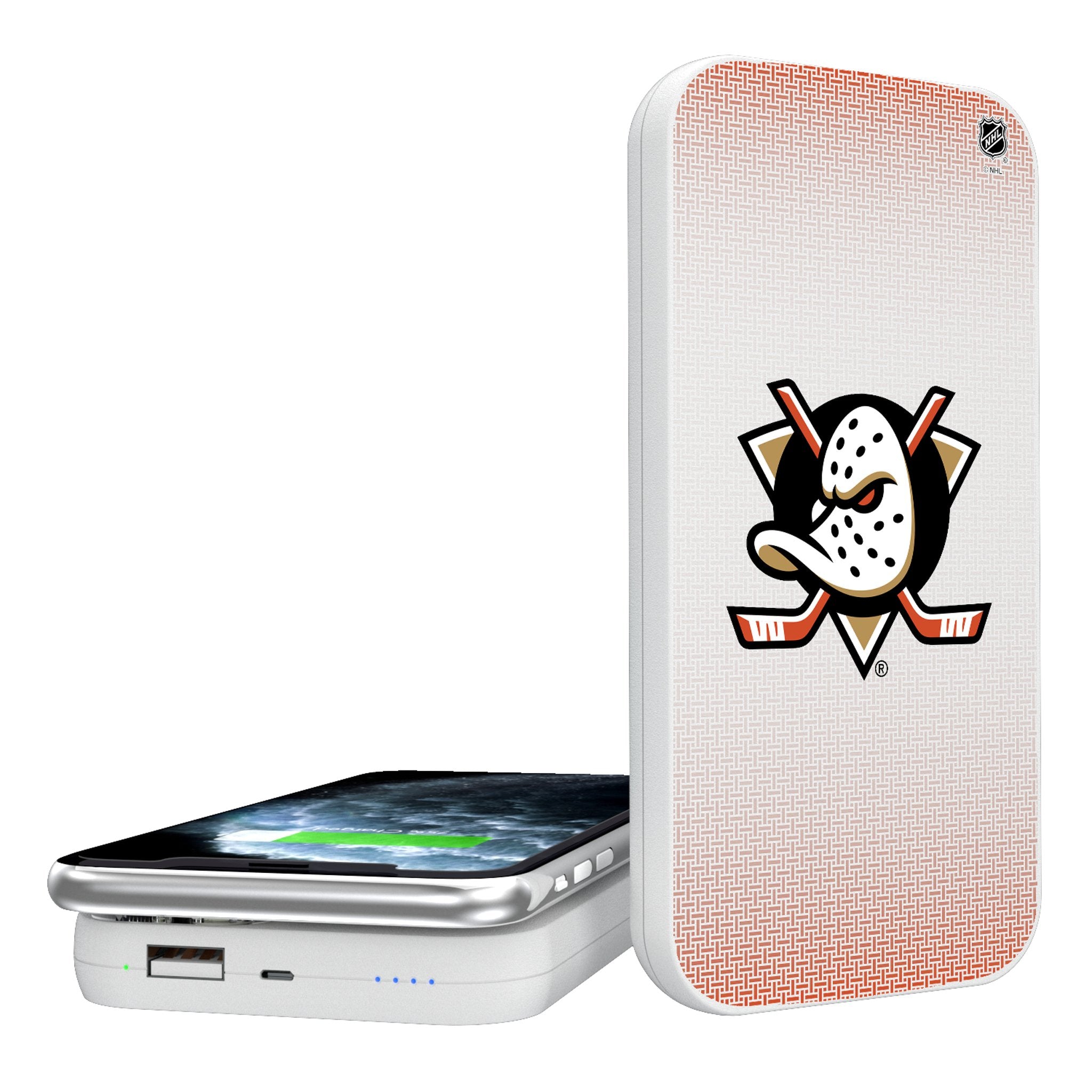 Anaheim Ducks Themed 5000mAh Portable Wireless Charger Power Bank - Fast Charging for iPhone, Samsung, AirPods - Perfect for Hockey Fans, Travel & Outdoor Activities