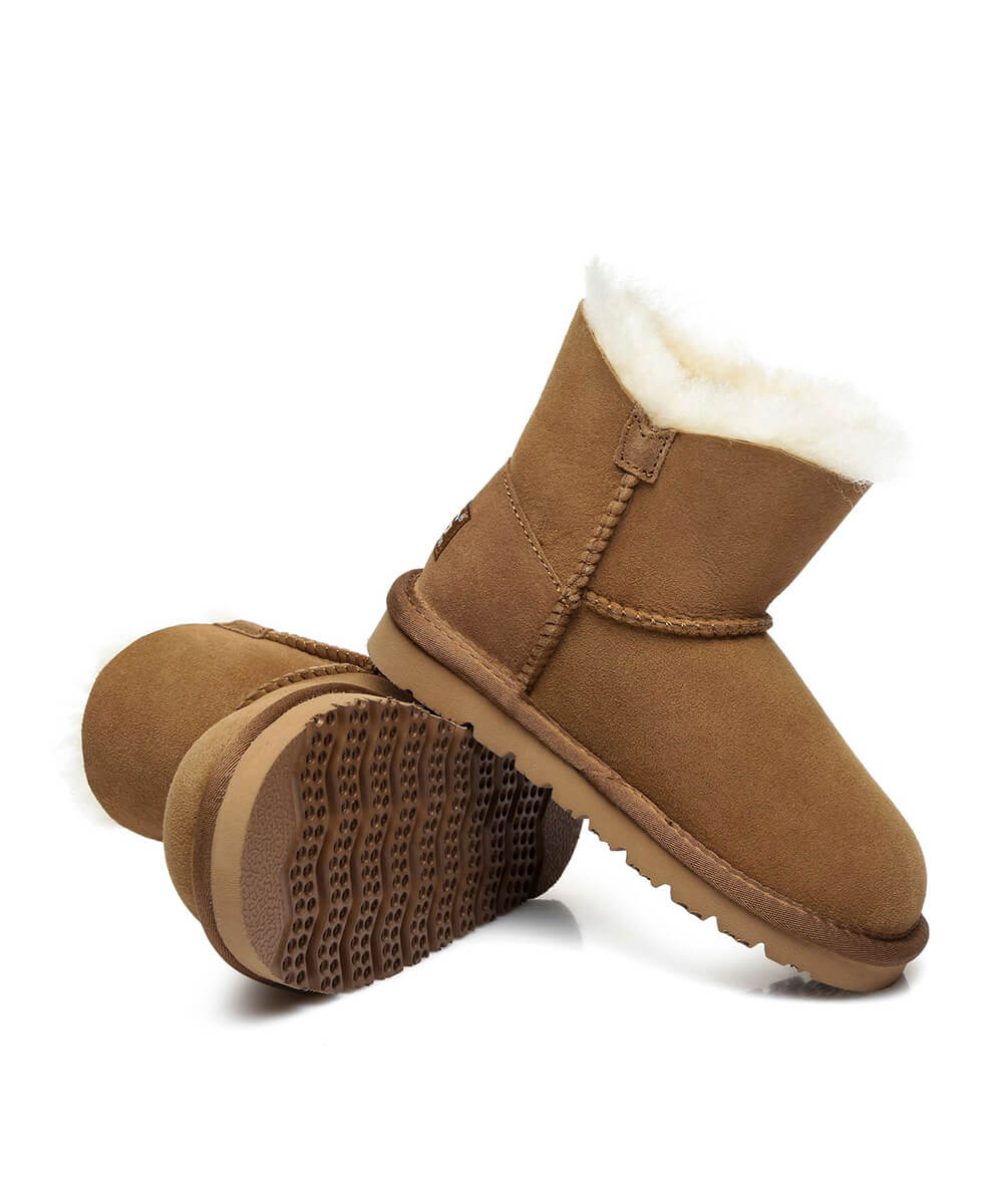 Kids UGG Mini Button Boots - Warm & Cozy Winter Boots for Girls & Boys - Perfect for Snow, School & Outdoor Play