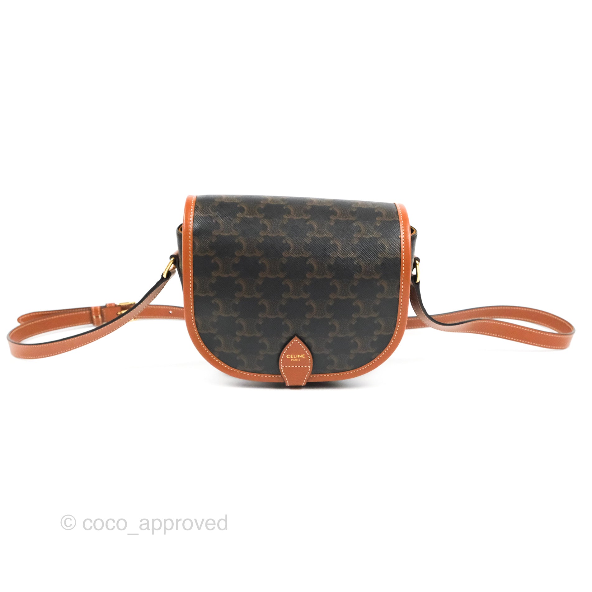 Celine Medium Triomphe Canvas Folco Bag in Tan - Luxury Crossbody Handbag for Women, Perfect for Work, Travel & Everyday Use