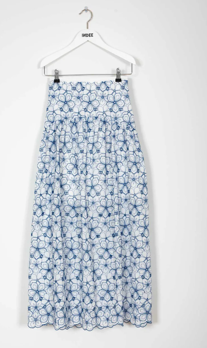 INDEE Embroidered Lace Long Skirt for Women - Elegant Floral Design Maxi Skirt (Size 10Y L) | Perfect for Weddings, Parties & Summer Outfits