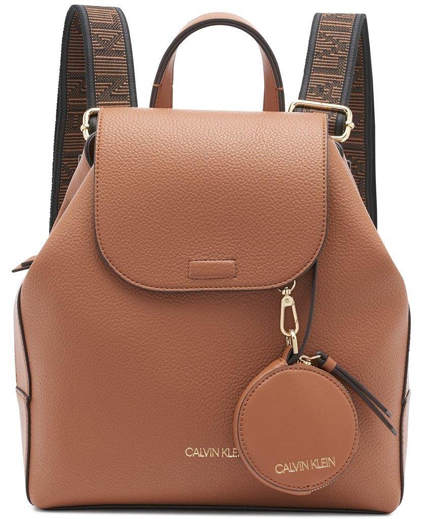 Calvin Klein Millie Novelty Backpack for Women - Stylish Caramel Leather Backpack Purse, Perfect for Work, Travel & Everyday Use