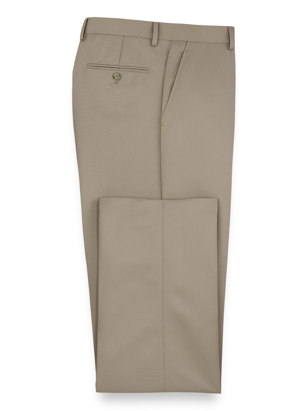 Premium Solid Microfiber Flat Front Pants for Men - Comfortable Office & Casual Wear - Tan Color - Perfect for Business, Travel & Daily Use