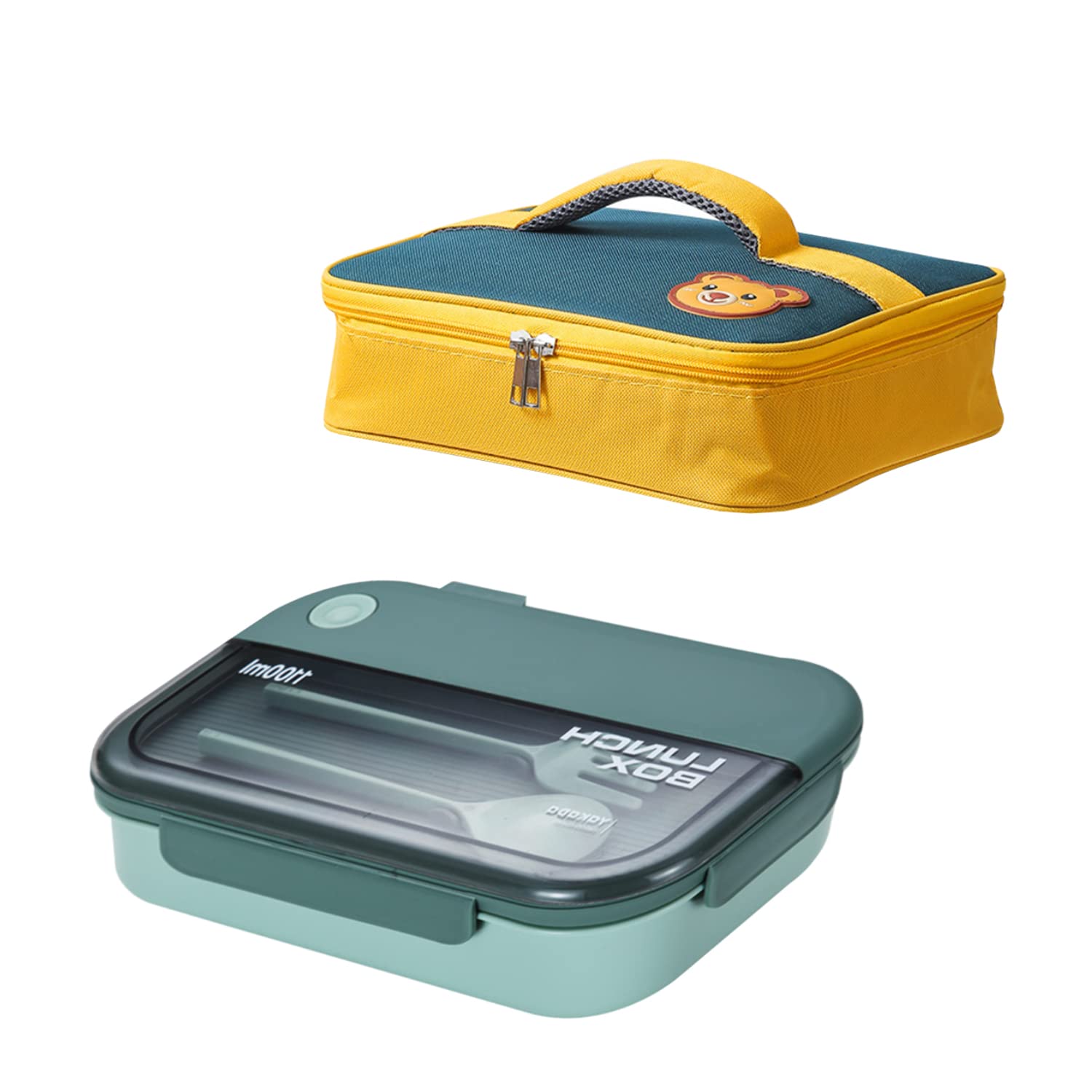 Eco-Friendly 1100ml Bento Lunch Box for Adults - BPA-Free, Microwave Safe, Leak-Proof Food Container - Perfect for Office, School, Picnics & Outdoor Activities (Rectangle, Green)