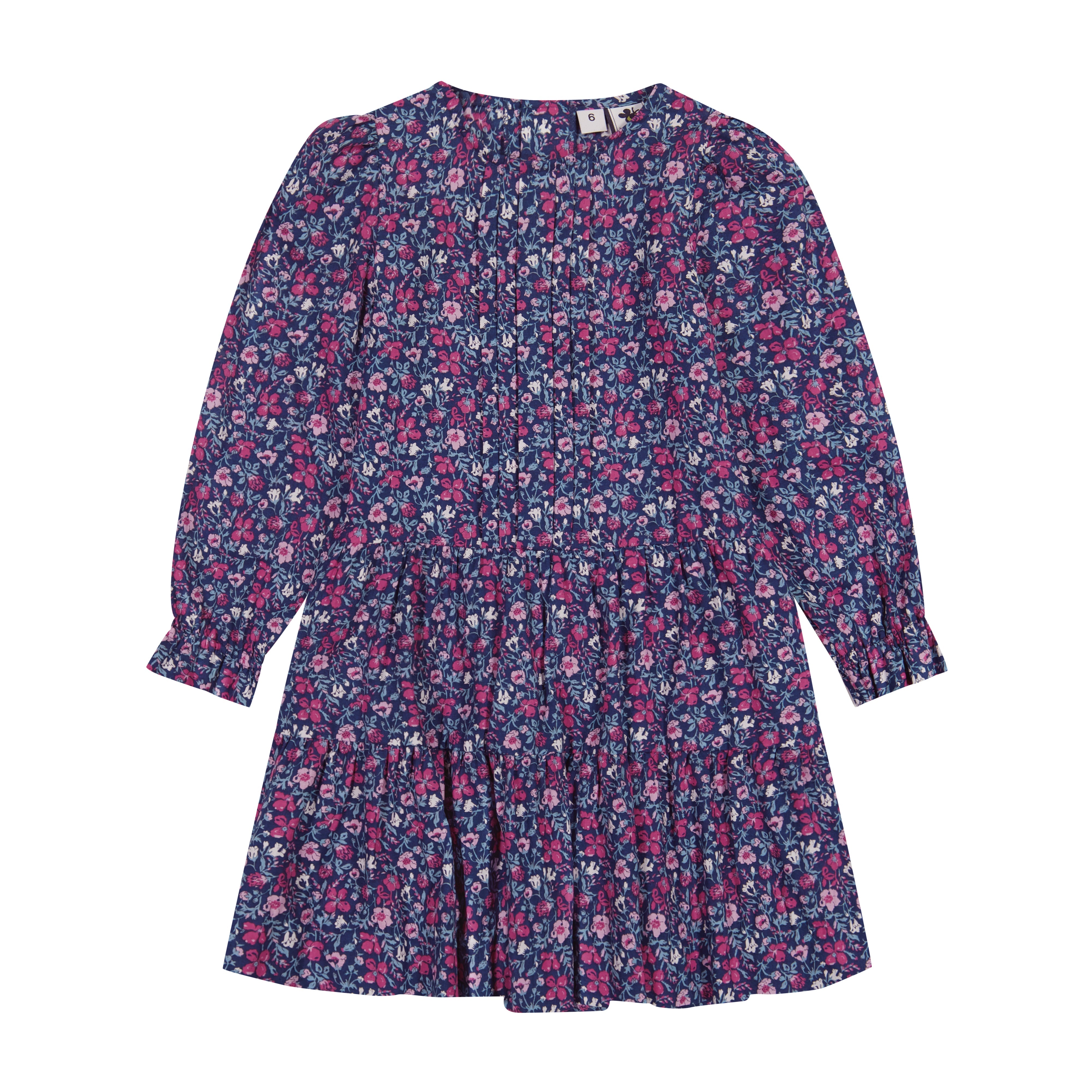 Poppy Girls Drop Waist Dress - Ditsy Pink Navy Floral Print Summer Dress for Women | Perfect for Weddings, Parties & Casual Outings